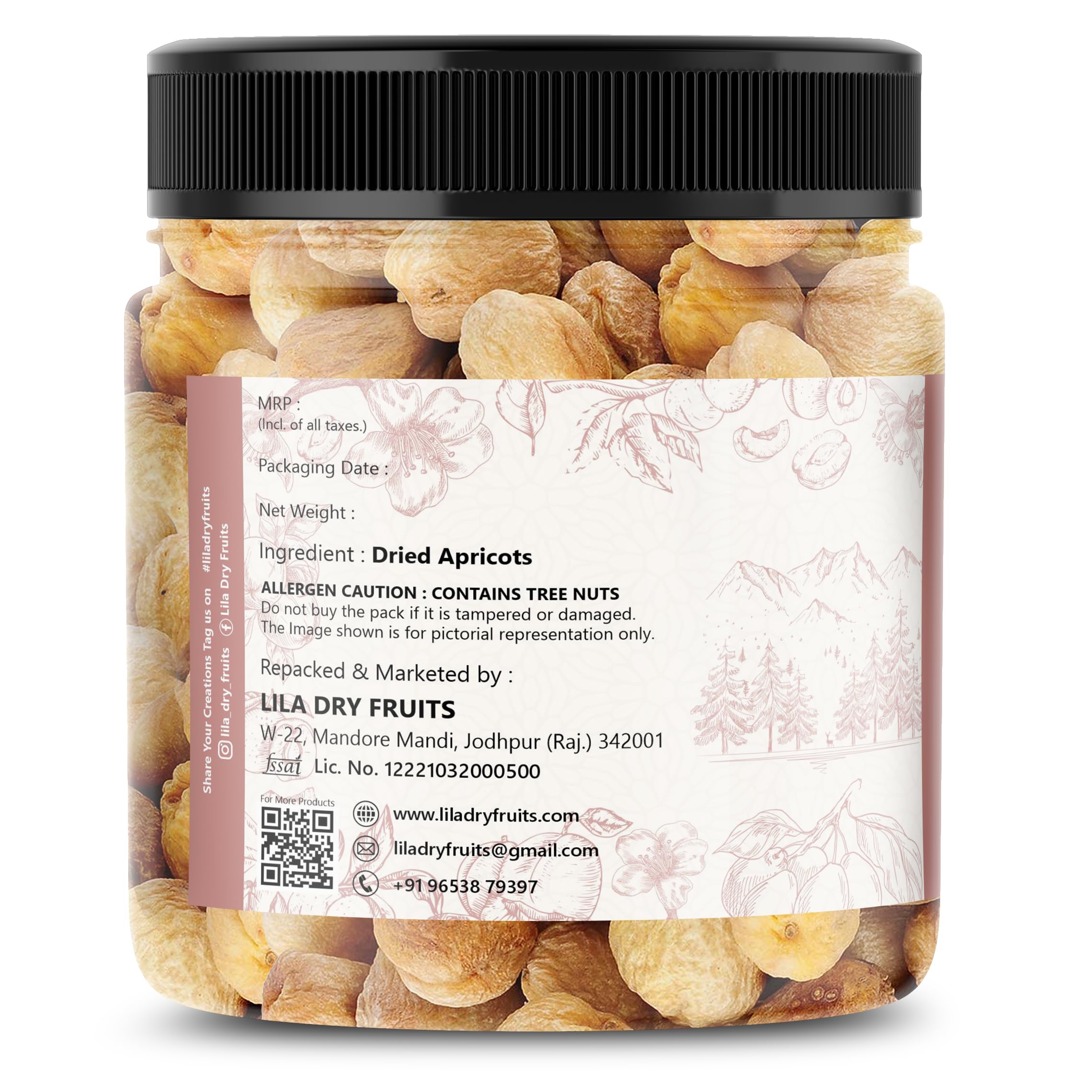 LILA DRY FRUITS Apricots 500 G X 2,100% Natural Dried Afghani Apricot|Naturally Sweet Khubani|Dry Fruit Khurbani Ideal For Snacking,Baking,Cooking & Toppings|Perfect For Giftings,1000 Grams - Image 3 thumbnail