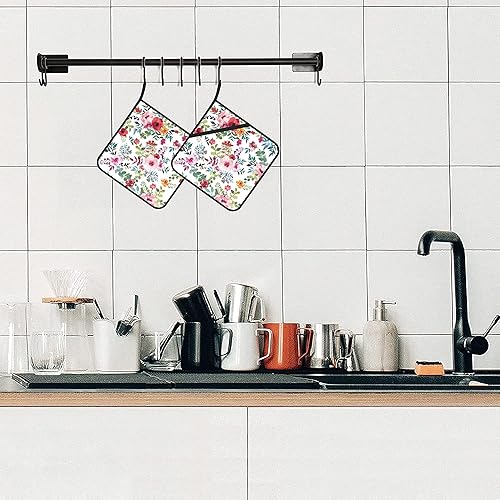 Miniatura 5 de Juego de 2 soportes para macetas de flores florales de acuarela, resistentes al calor, para microondas, hornear, horno, platos finales y barbacoa