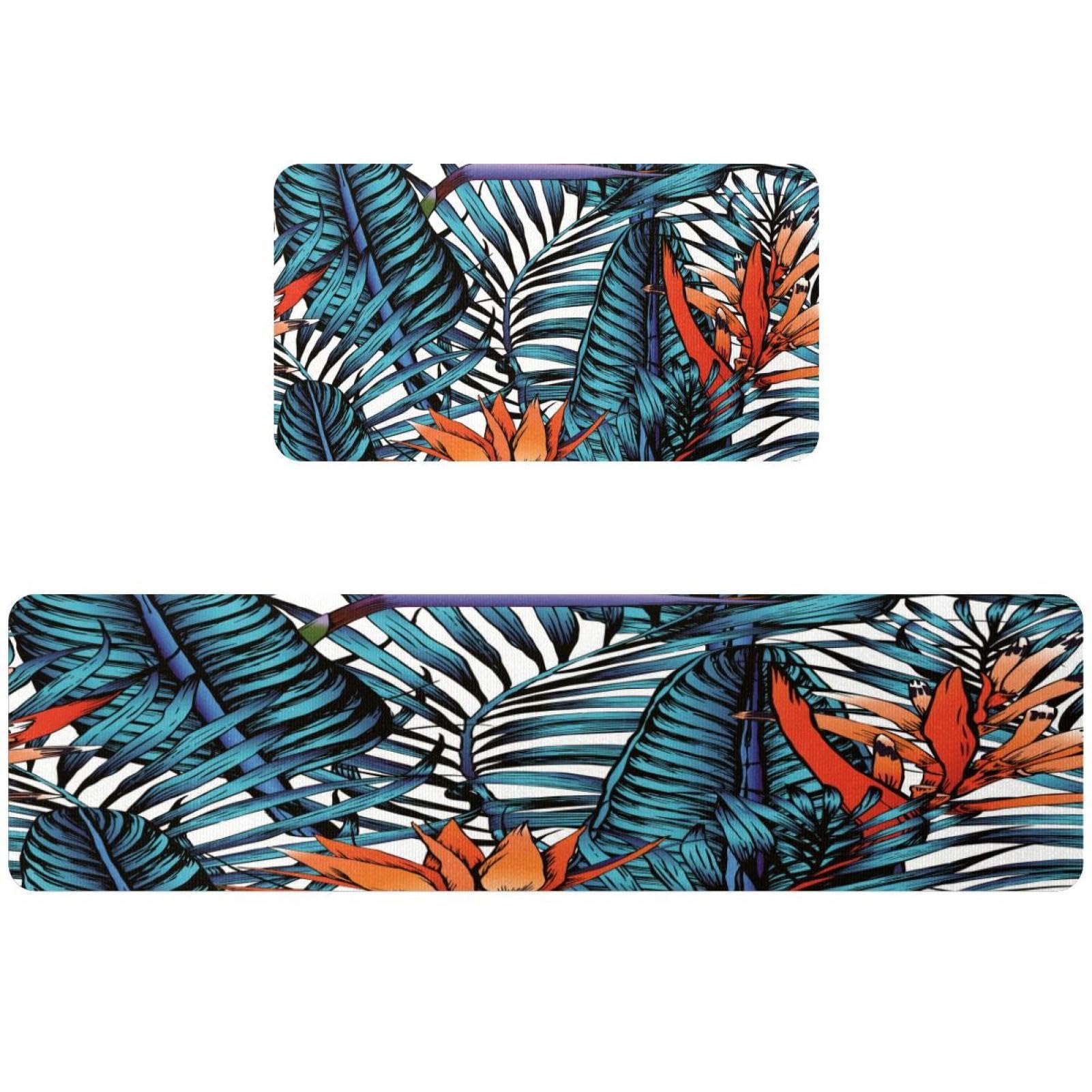 2 alfombrillas de cocina antideslizantes de palmera verde