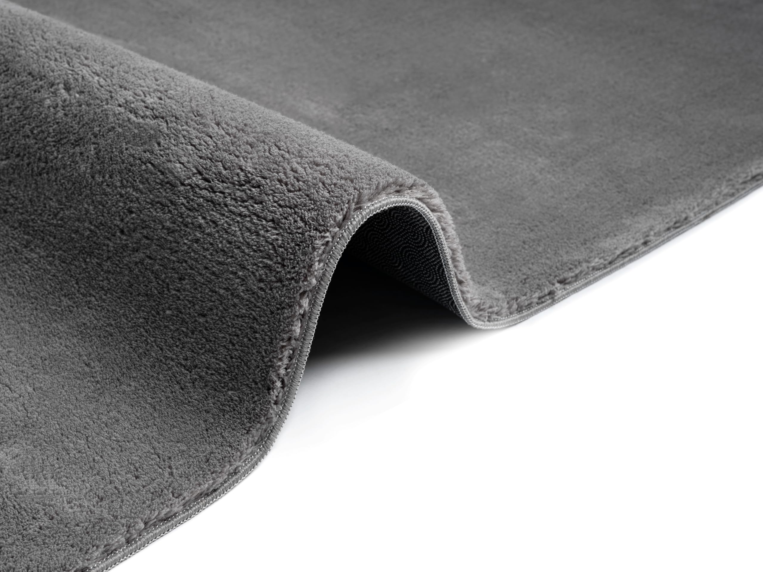 Mia's Teppiche Comfort Moderner Flauschiger Kurzflor Teppich, Anti-Rutsch Unterseite, Waschbar bis 30 Grad, Super Soft, Felloptik, Anthrazit, 300 x 400 cm