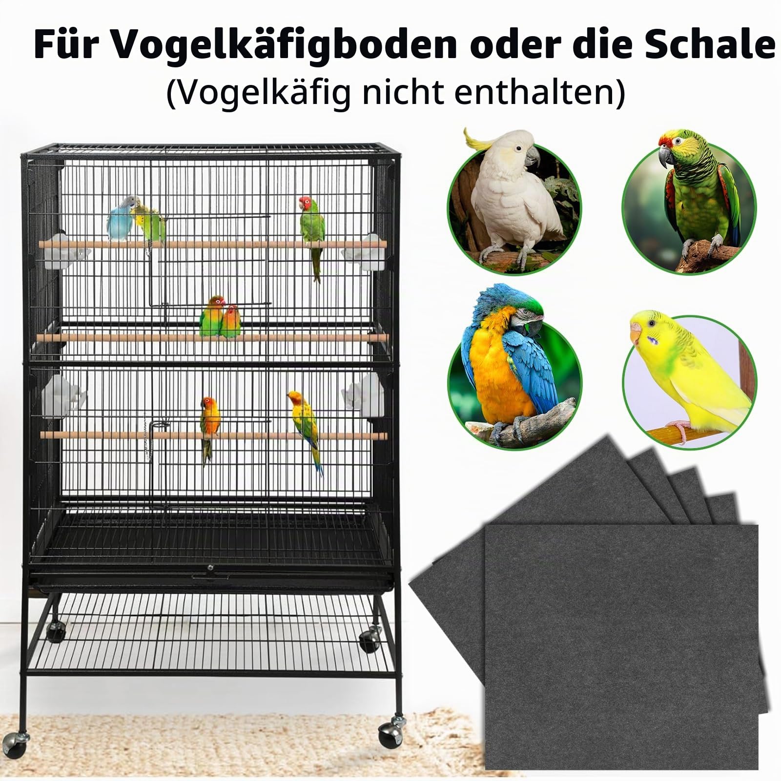 Vogelkäfig-Einlagen, 40,6 x 50,8 cm, groß, vorgeschnitten, Einweg-Käfig-Auskleidung, wasserabsorbierendes Kissen, Käfigzubehör, Matten für Haustiere, Vögel, Papageien, Kaninchen, 30 Stück