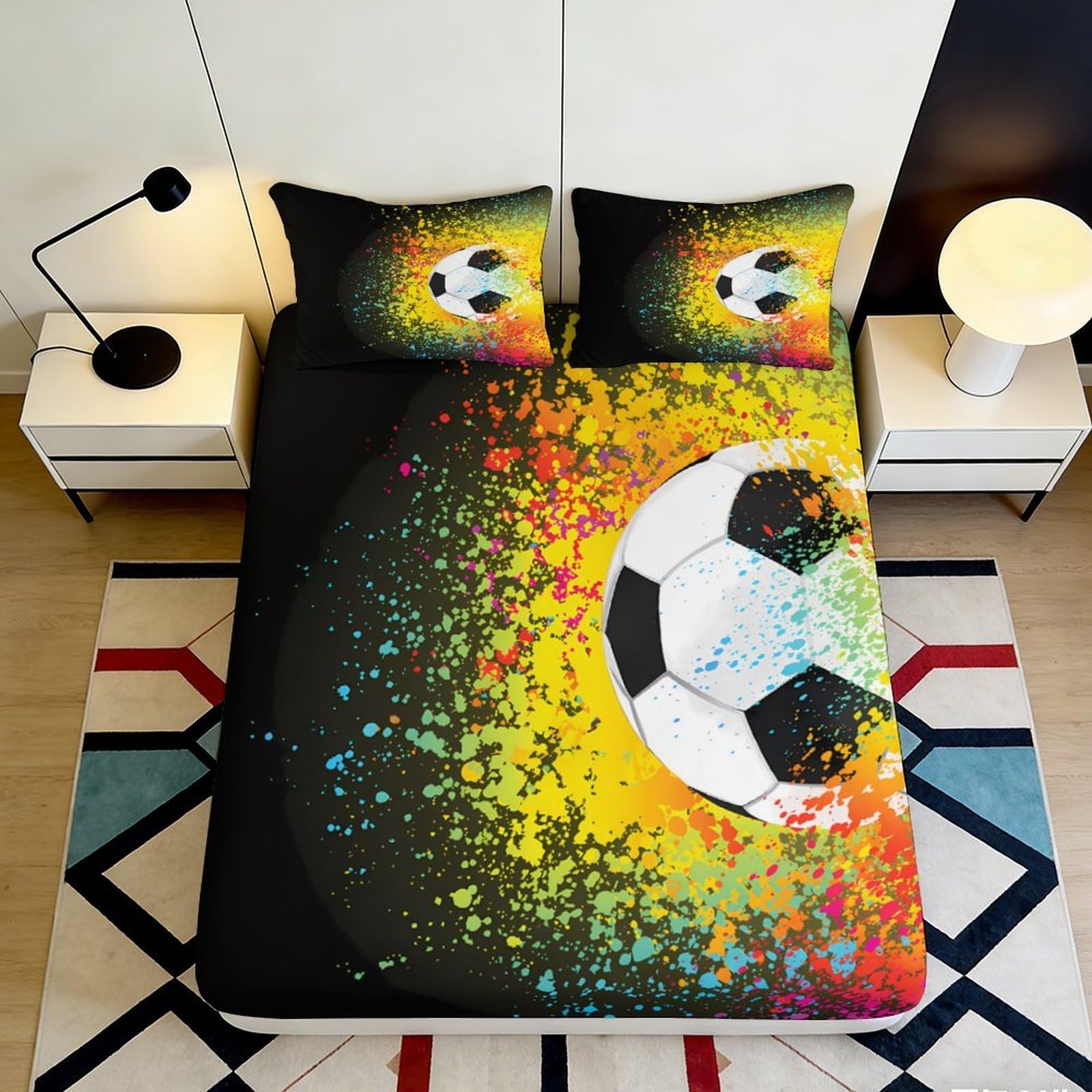 3D Printed Sunset Giraffe Fitted Sheet Microfiber Non-Slip Deep Pocket Artistic Mattress Fitted Cover Full Wrap Washable 120x200x25cm