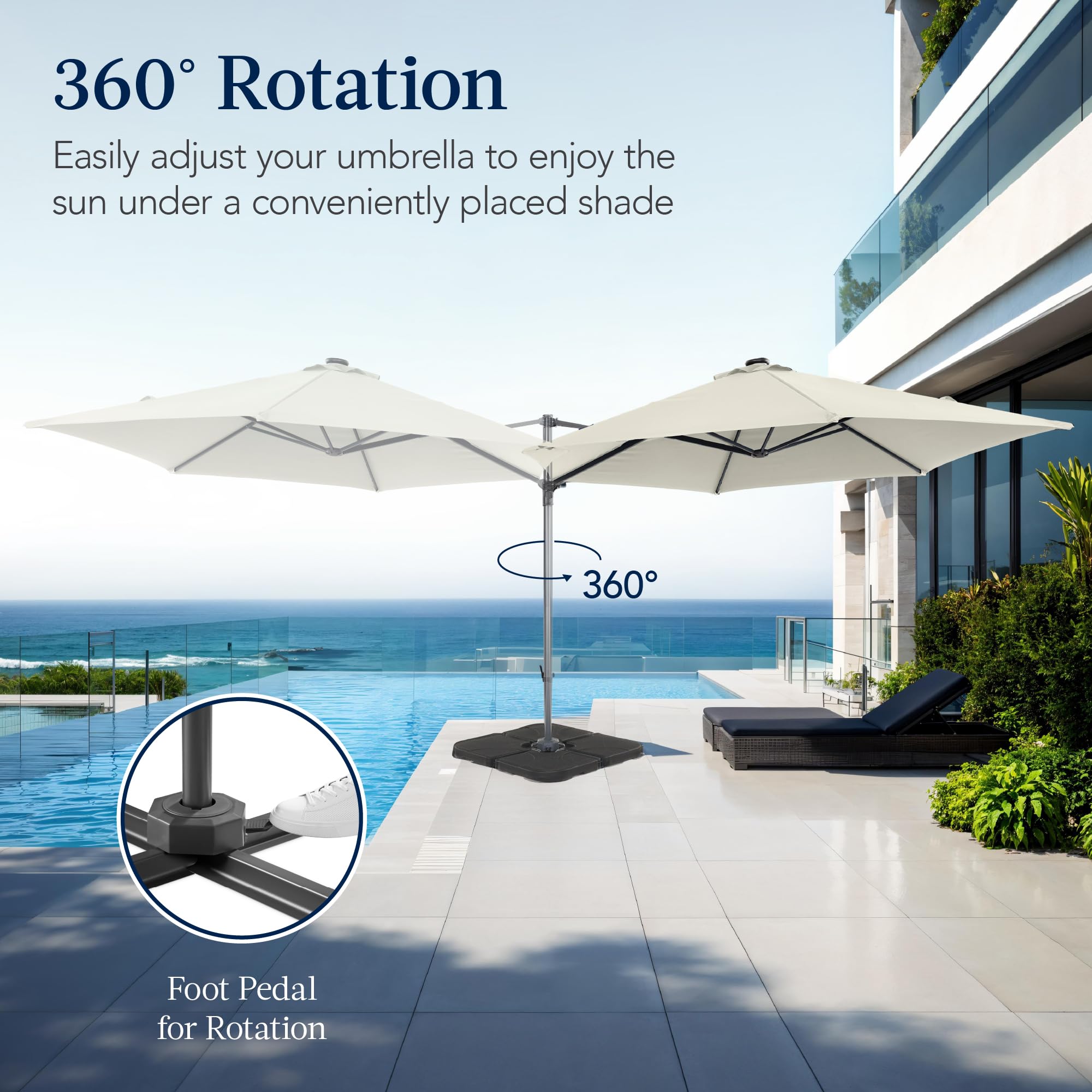 Best Choice Products 10ft Offset Cantilever Hanging Market Patio Umbrella, Smooth 360° Rotation, 8 Sturdy Ribs, Easy Adjustment