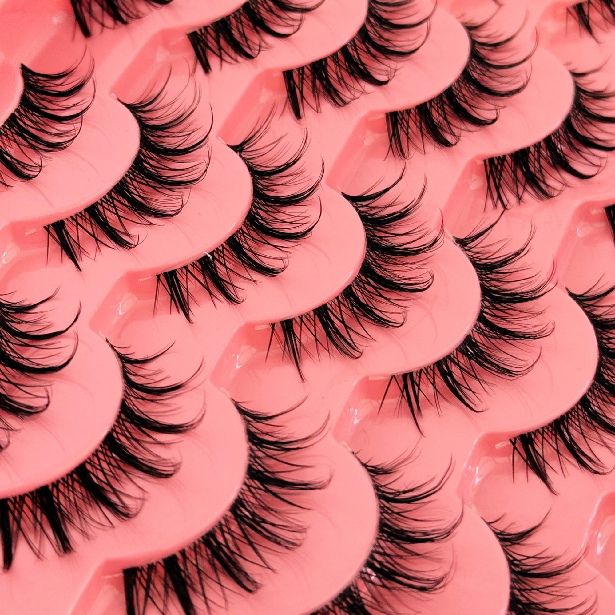 Manga Lashes Yasnai Wispy Natural Look Lashes Anime Sztuczne rzęsy Kocie Oko Objętość Rzęsy Sztuczne Rzęsy 13 mm Kolczaste Koreańskie Japońskie Azjatyckie Cosplay 3D Rzęsy Oczu Opakowanie 7 par