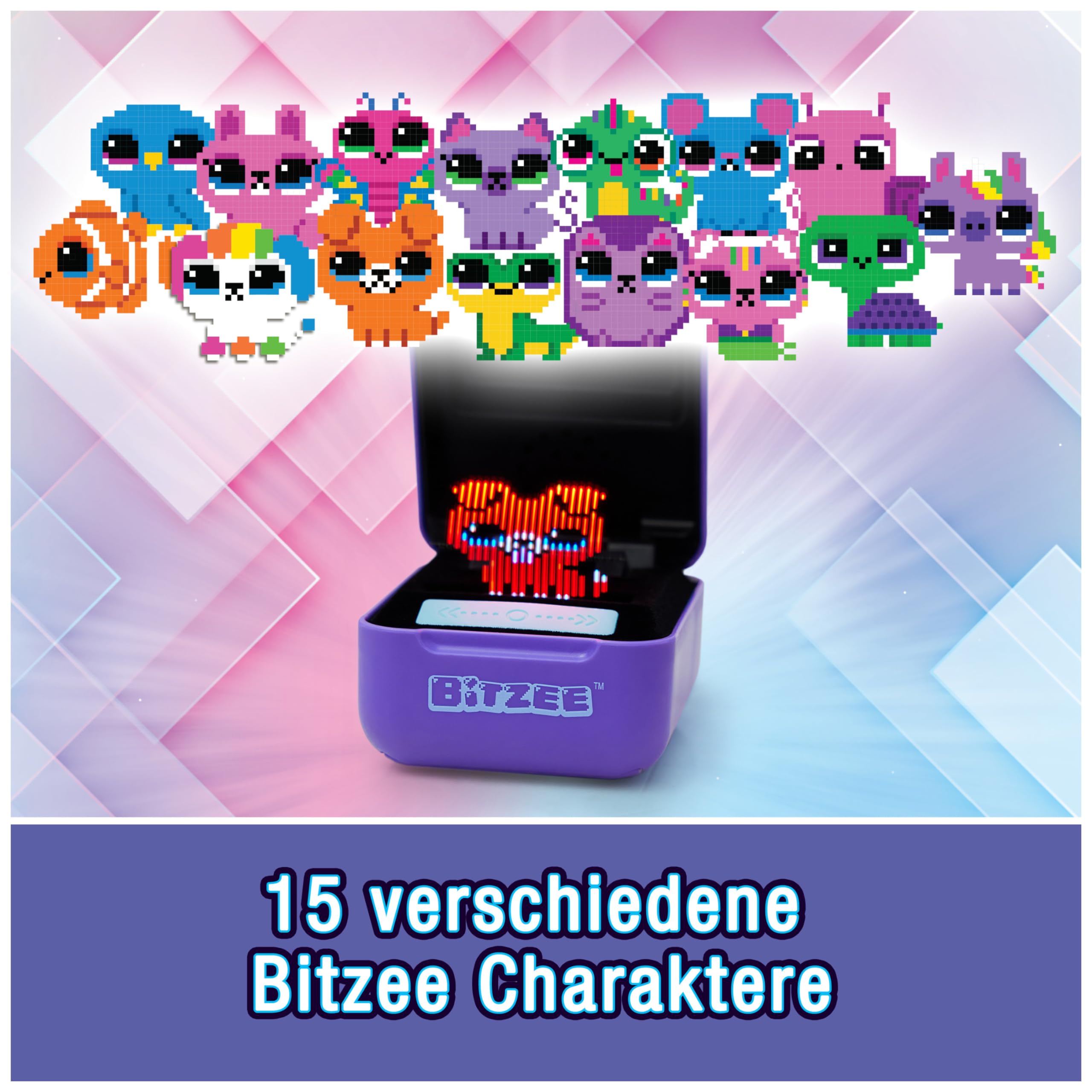 Bitzee - 15 Digitale Haustiere zum Anfassen, interaktives Spielzeug mit 15 virtuellen elektronischen Tieren, die auf Bewegung und Berührung reagieren, lila, ab 5 Jahren