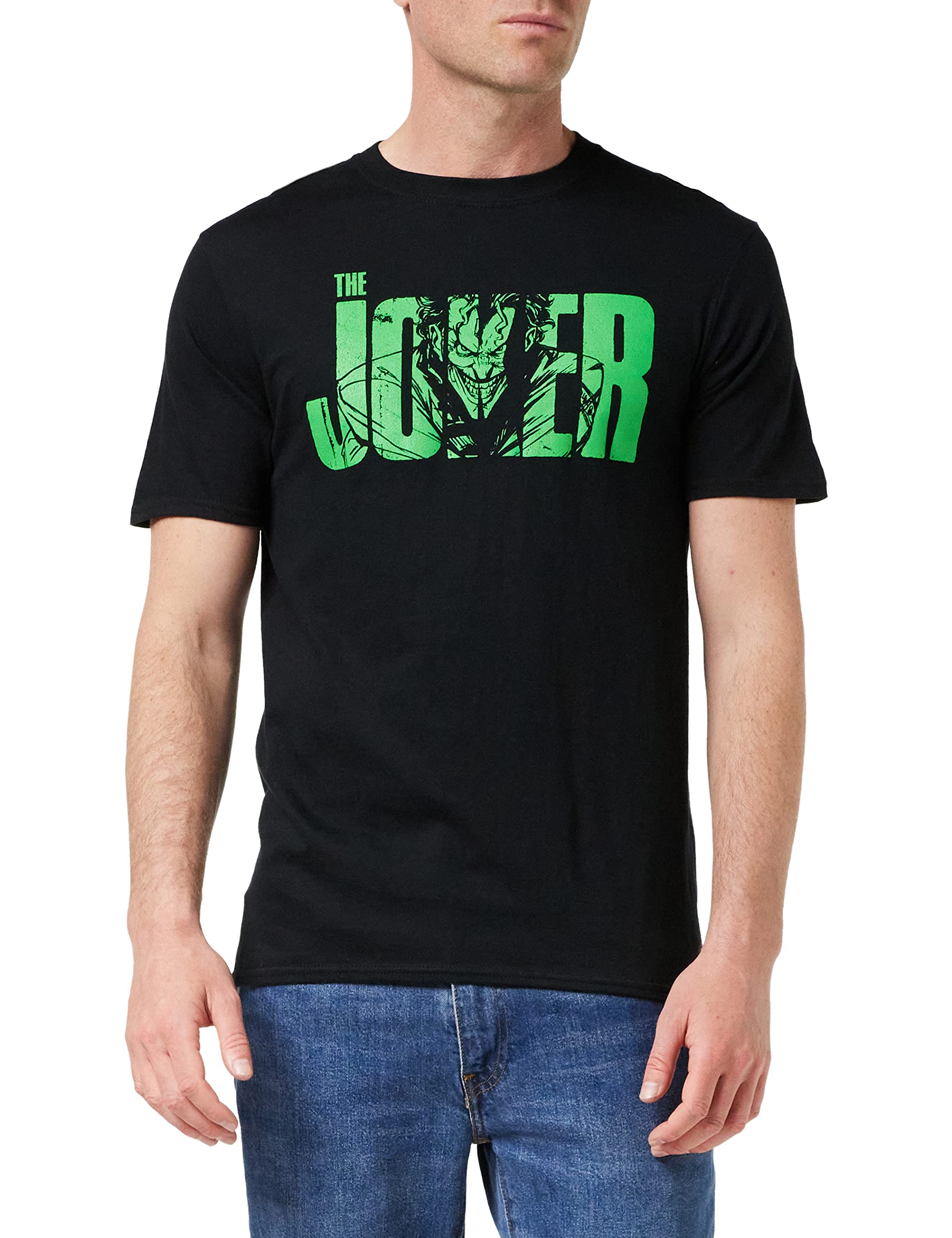 The Batman Men's Black Joker Text Cotton T-Shirt in Size XL, Sports Direct