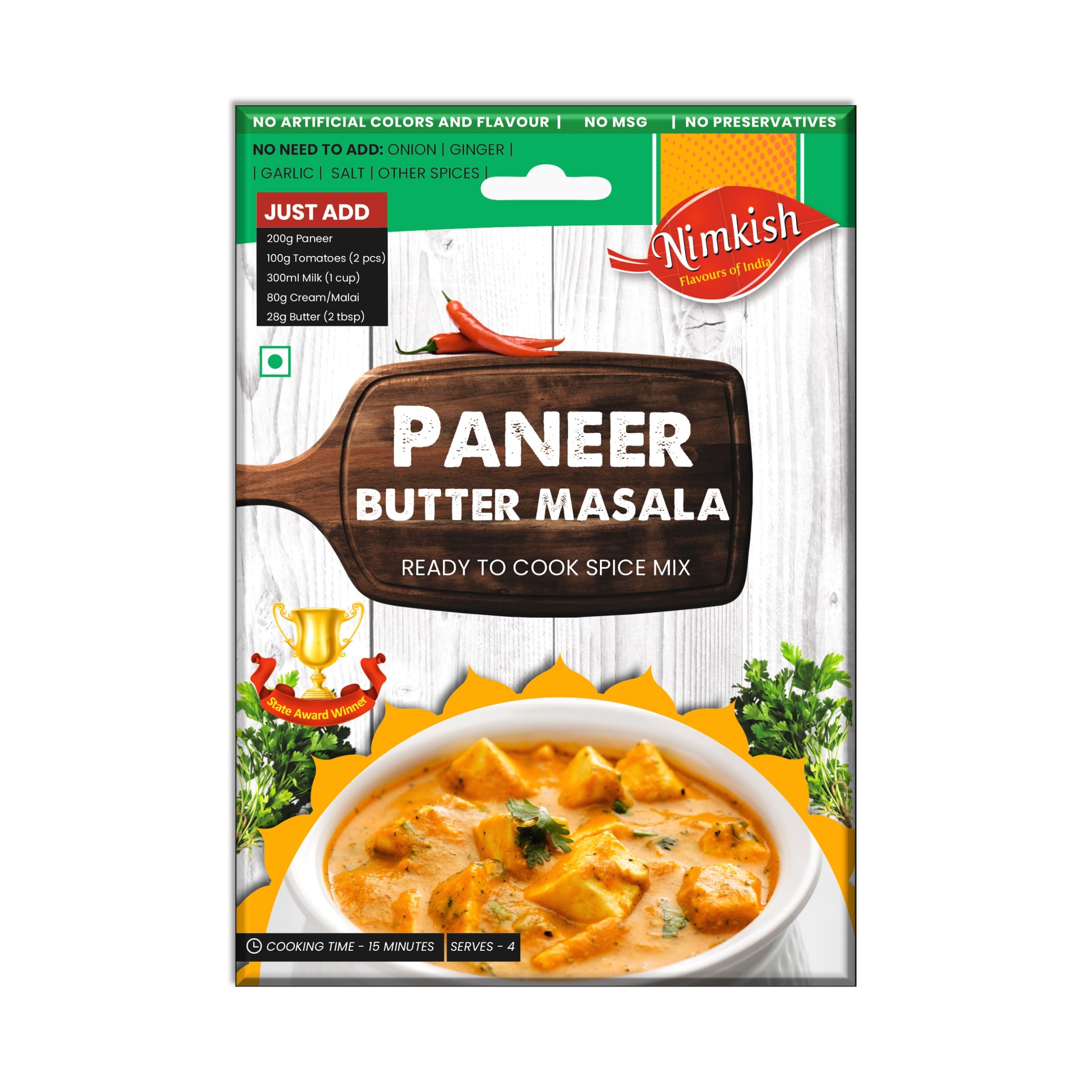 Nimkish Paneer Butter Masala Spice Mix - Authentic, Ready-to-Cook Indian Curry Blend, 40g, Complete Premix makes dish in 15 minutes (B01GHNMFVU) Amazon Price History, Amazon Price Tracker