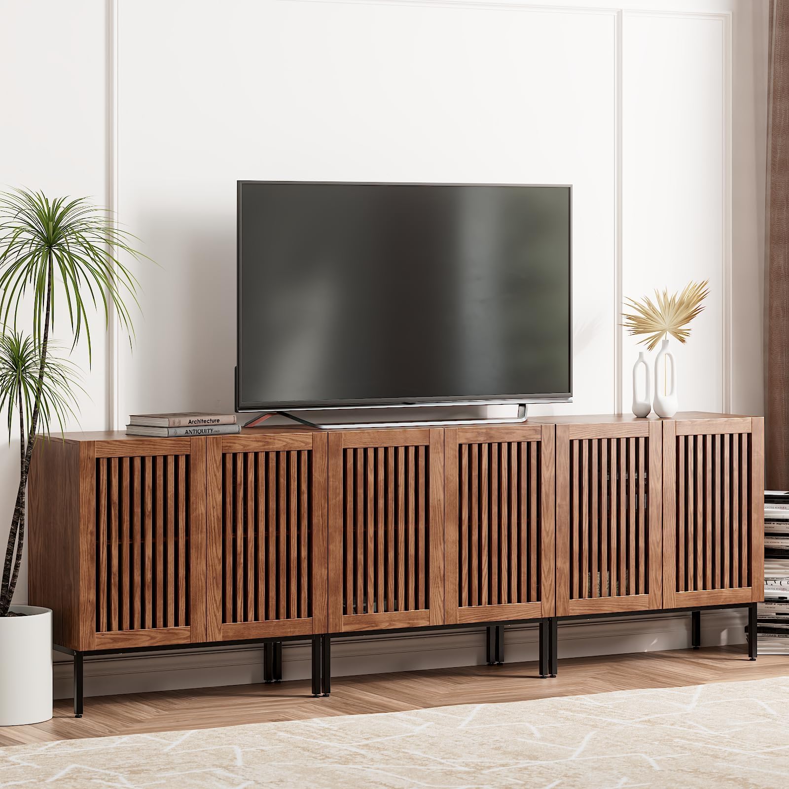Mobile TV moderno 170 cm - adatto per TV da 70-79 - con 4 ante - Bianco