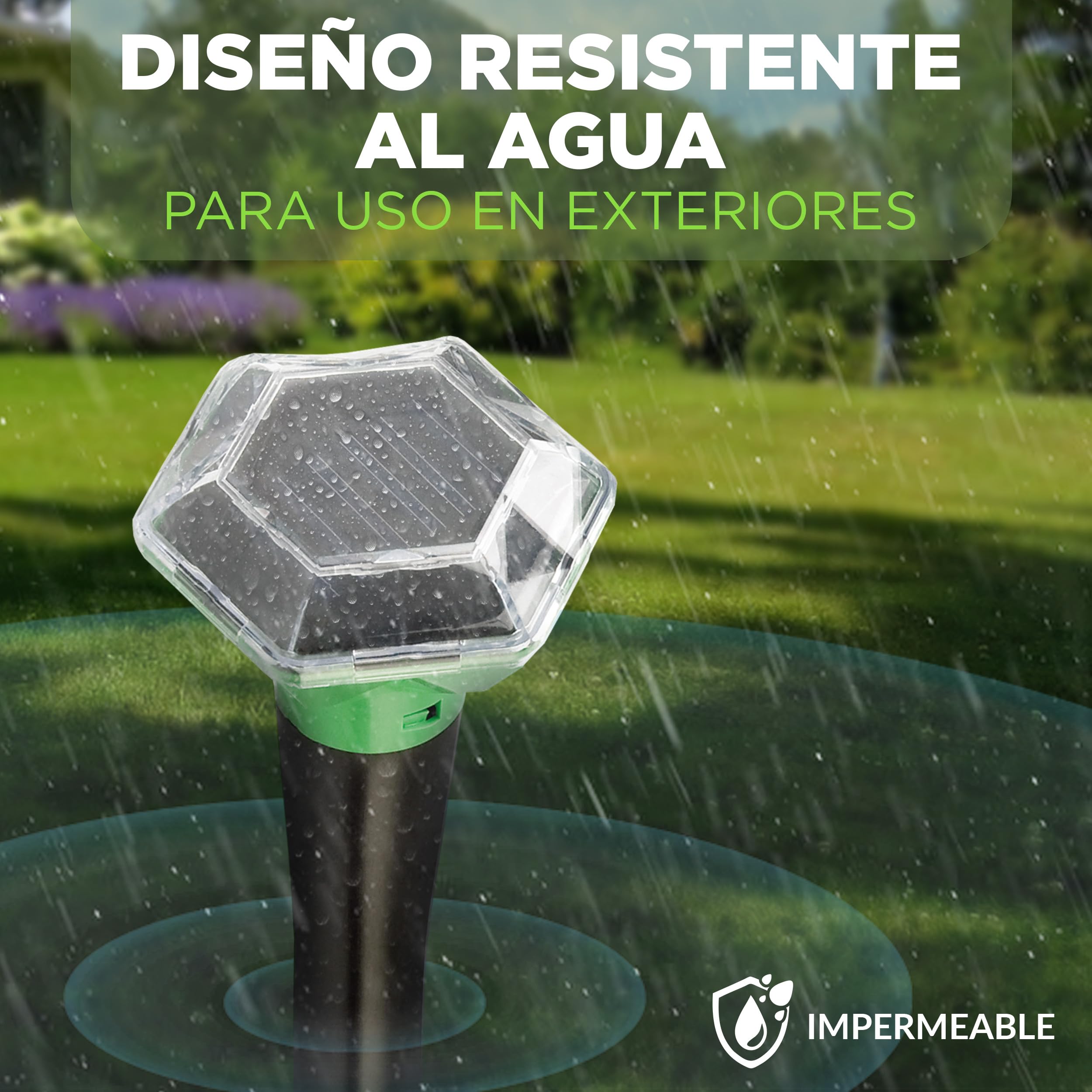 ISOTRONIC Repelente para Topos, topillos y Serpientes: Repelente Solar con estaca para jardín con Alcance Efectivo de 1000 m² (3 Unidades).