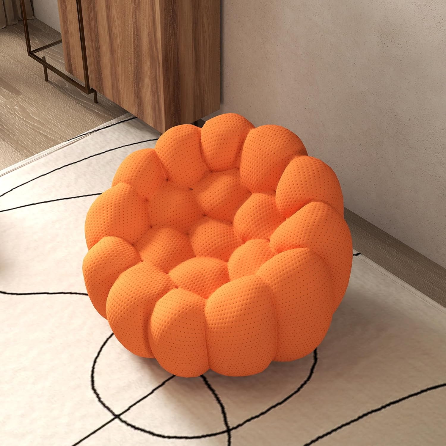 Sofá de burbujas, silla de burbujas de espuma viscoelástica de gran tamaño, sofá redondo con forma de panal 3D curvos para sala de estar, apartamento (naranja, 49.21 pulgadas) 49 inch Naranja
