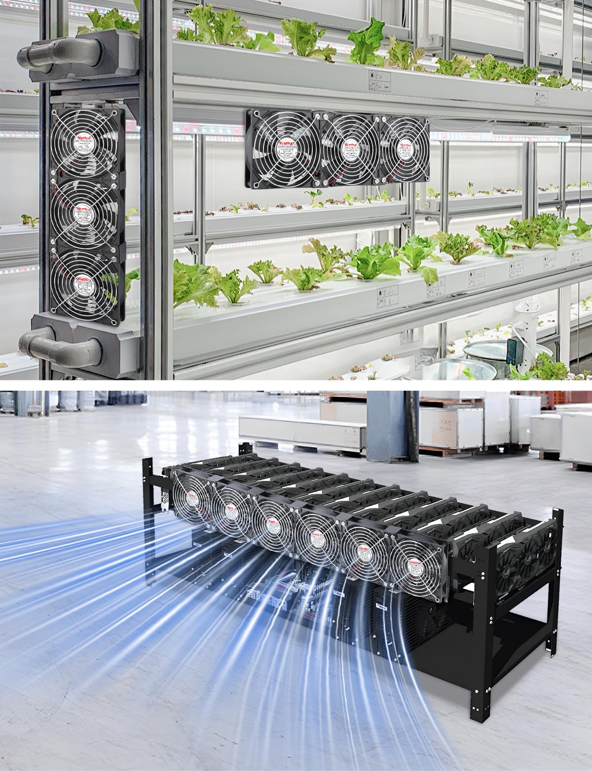 Wathai 6x 120mm Gehäuse Computerlüfter mit Netzstecker, Dual Ball Lager und Drehzahlregler für Serverracks, Gewächshäuser, Keller sowie Fensterentlüftung und Kühlung