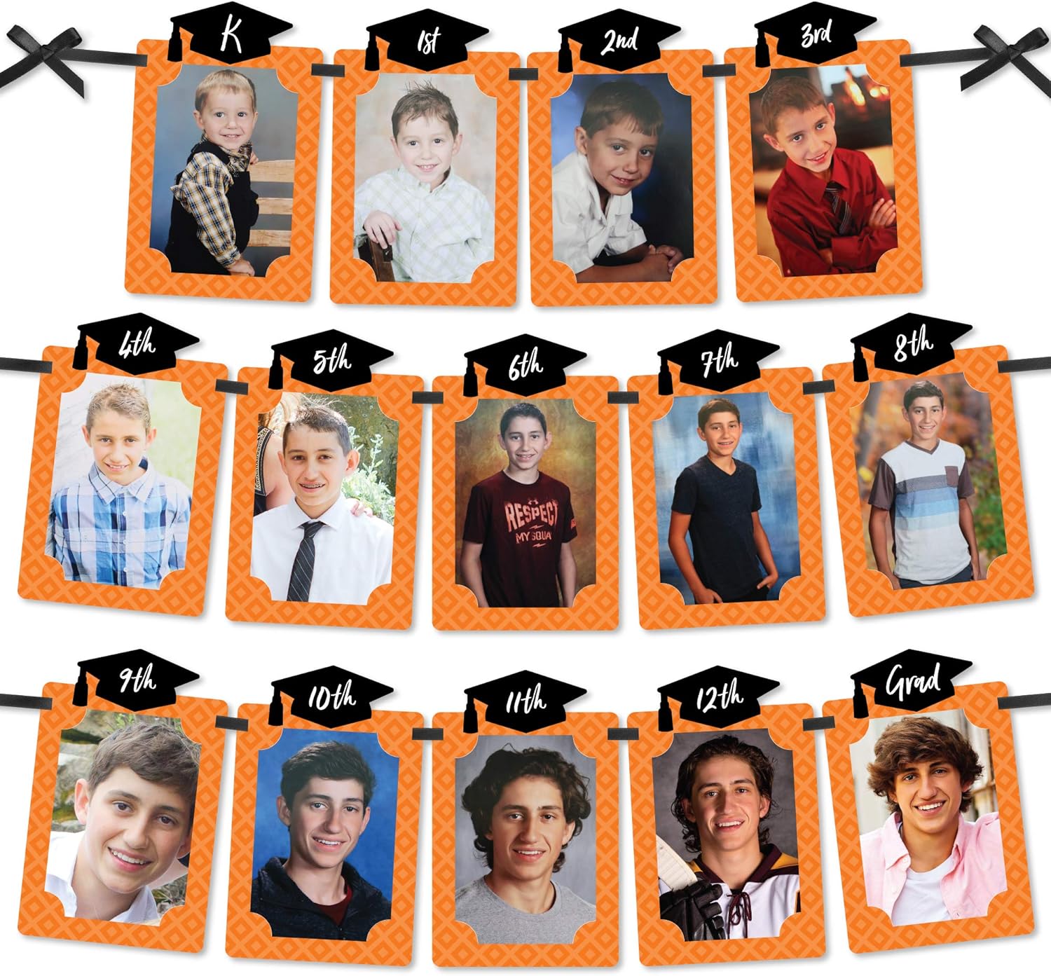 Big Dot of Happiness Orange Grad - Best is Yet to Come - DIY Orange Graduation Party Decor - K-12 School Picture Display - Photo Banner
