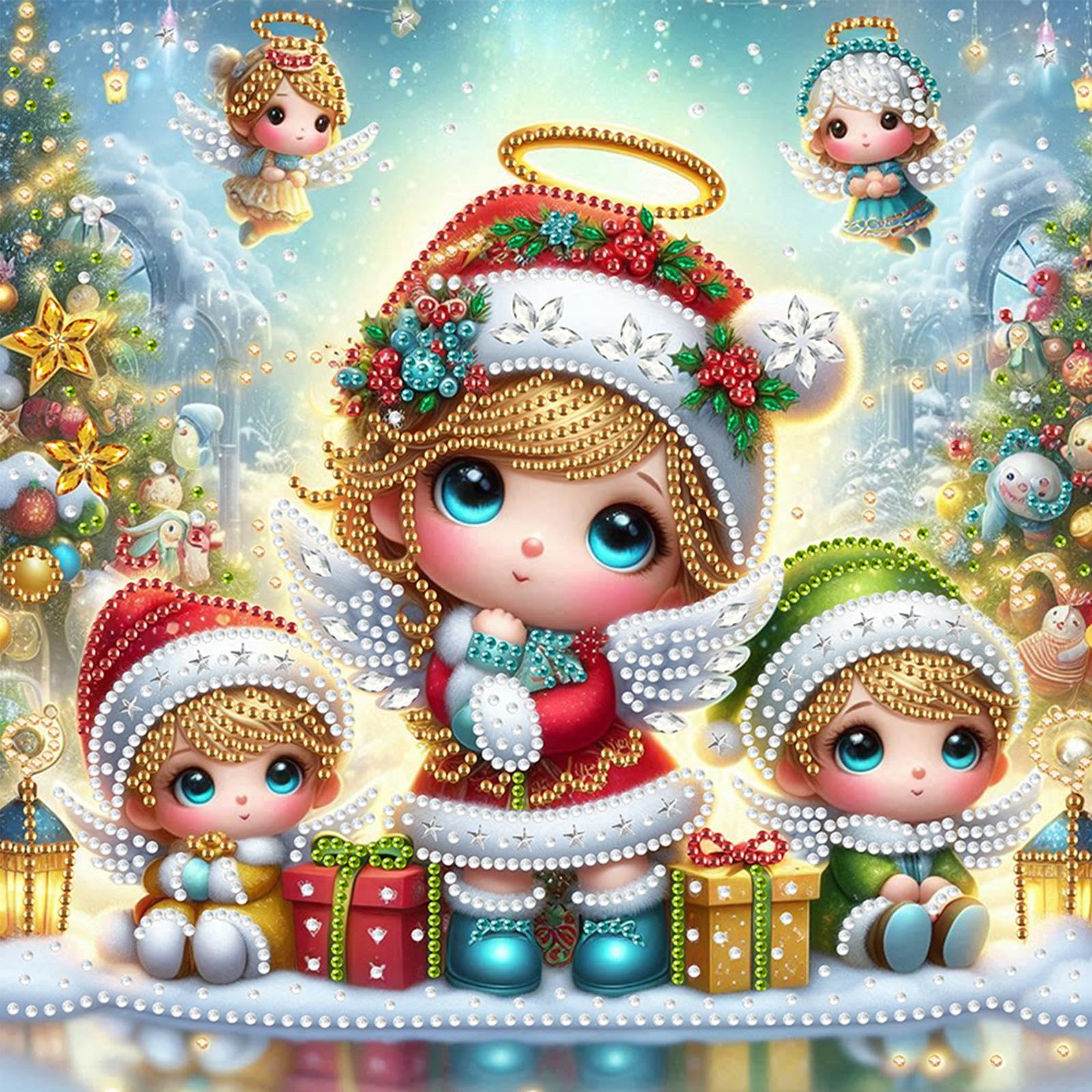 5D Special Shape Diamond Art Painting Kits for Adults – Crystal Rhinestone DIY Craft, Diamond Mosaic Kit for Beginners, Wall Decor Gift 11.8x11.8 Inch(Snow Angel Girl)