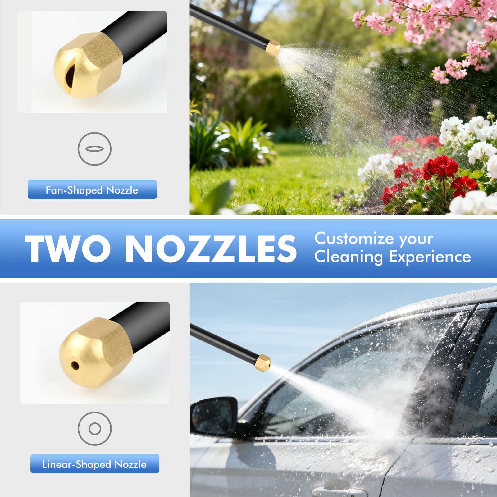 Idropulitrice ad alta pressione GES Jet, ugello per tubo flessibile ad alta pressione Idropulitrice Bacchetta estensibile per tubo da giardino, spruzzatore per la pulizia delle finestre