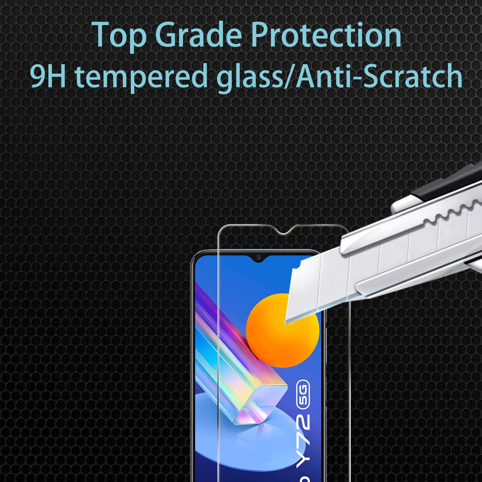 N NEWTOP Pellicola Compatibile con Vivo Y72 5G, GLASS FILM 0.3mm 9H Vetro Temperato Proteggi Schermo Display Anti Urto Protezione (2 Pezzi
