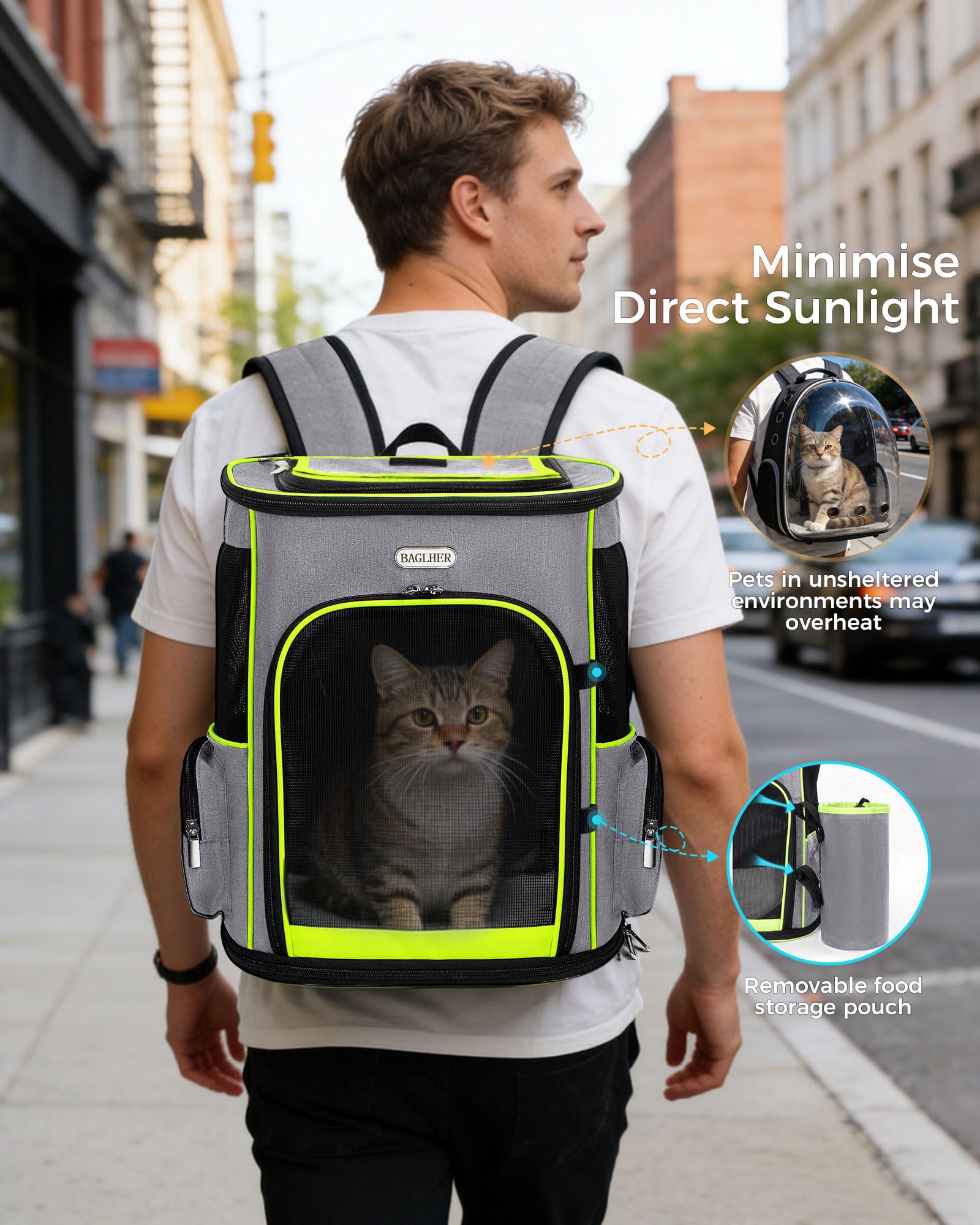 BAGLHER Expandable Cat Carrier Backpacks, Retractable Pet Carrier Backpack for Small Dogs & Cats with Breathable Mesh, Travel Bag Up to 18 Lbs for Hiking Camping Outdoor - Grey - image 8