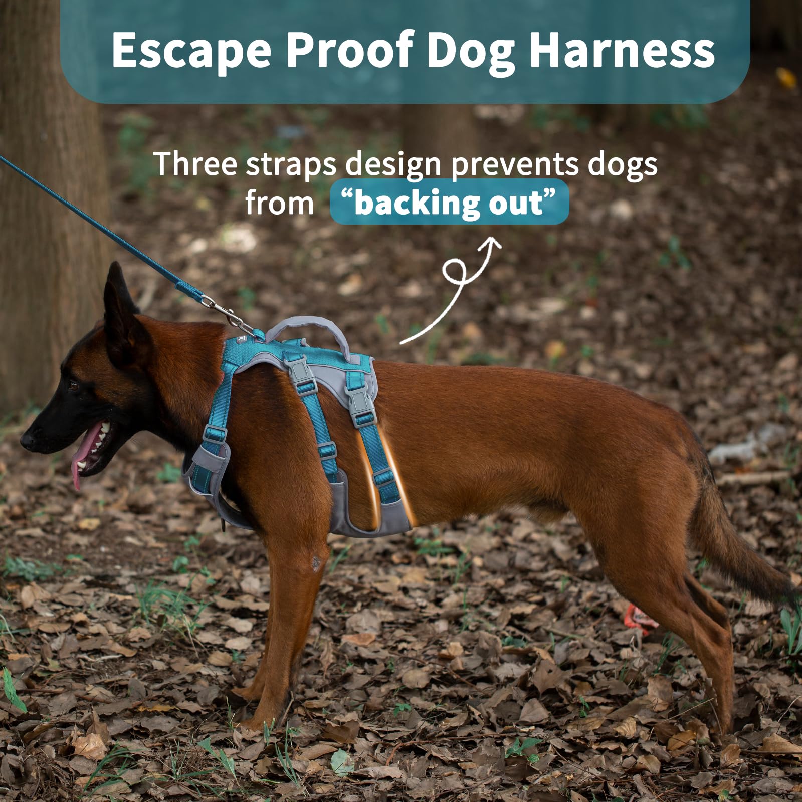 Huntboo Escape Proof Dog Harness Medium, Anti-Pull Dog Harness with Handle, Breathable, Adjustable, Reflective Dog Harnesses - Image 2