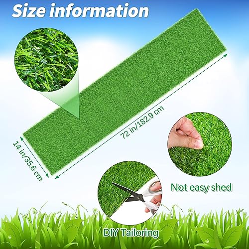 Miniatura 2 de Boao 2 caminos de mesa de césped artificial de 14 x 72 pulgadas, alfombra de césped sintético para decoración de otoño, verano, vacaciones, boda,