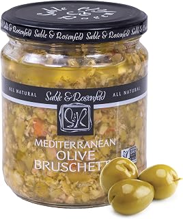 Sable & Rosenfeld Mediterranean Olive Bruschetta 16oz Jar - Gluten-Free Non-GMO Olive Spread with Sweet Peppers & Capers