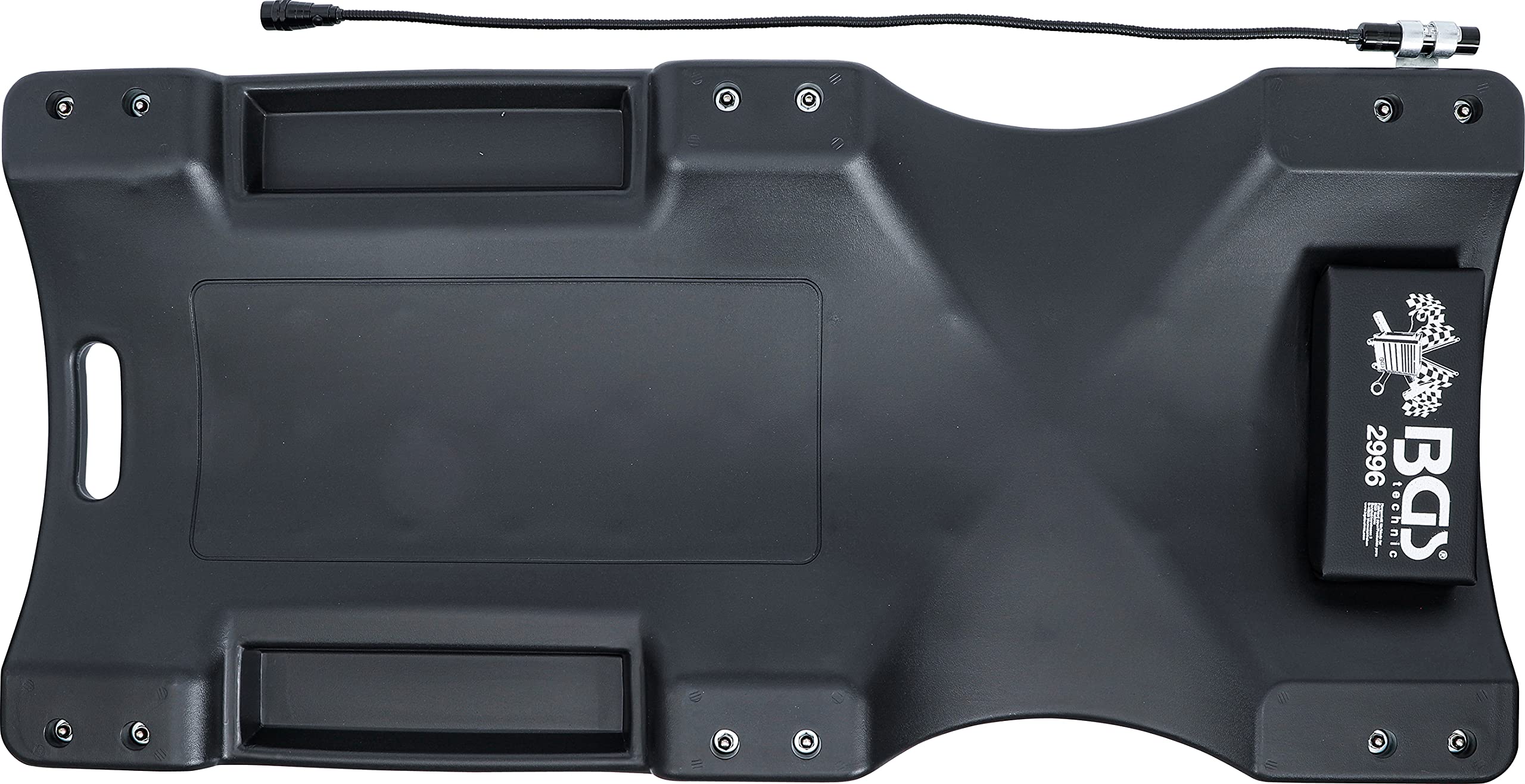 BGS 2996 | Camilla de taller | con luz de trabajo | 1030 x 500 mm | Plástico PE resistente, 6 ruedas de 75 mm de diámetro, reposacabezas, máx. Capacidad de carga: 150 kg