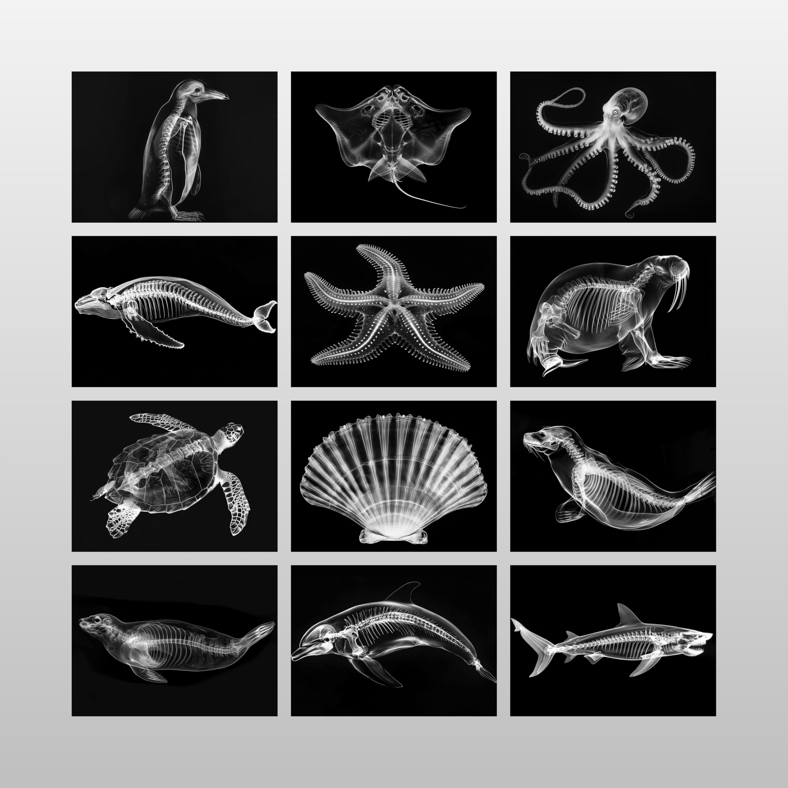 Animal X-Ray Set, Science Education Set, Light Table Accessories for Children (Marine Animals Theme)