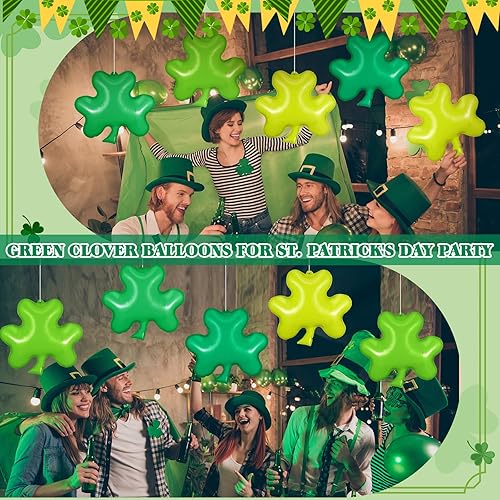 Miniatura 4 de Chitidr 12 adornos inflables de trébol de 12 pulgadas para el día de San Patricio, adornos colgantes de trébol de la suerte, adornos colgantes con