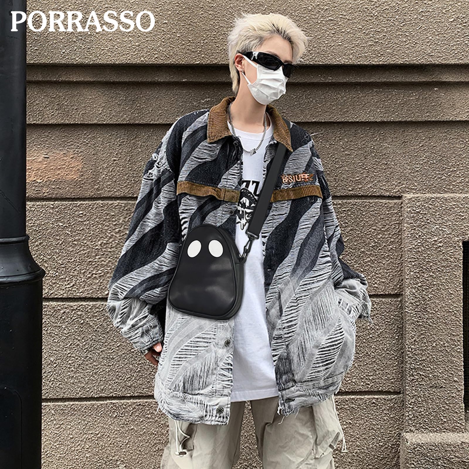 Donna Borsa a Tracolla Eccentrica Borse a Spalla Coppie Gotico Sacchetto di Messenger Crossbody Bag per Halloween Viaggio Uso Quotidiano Nero