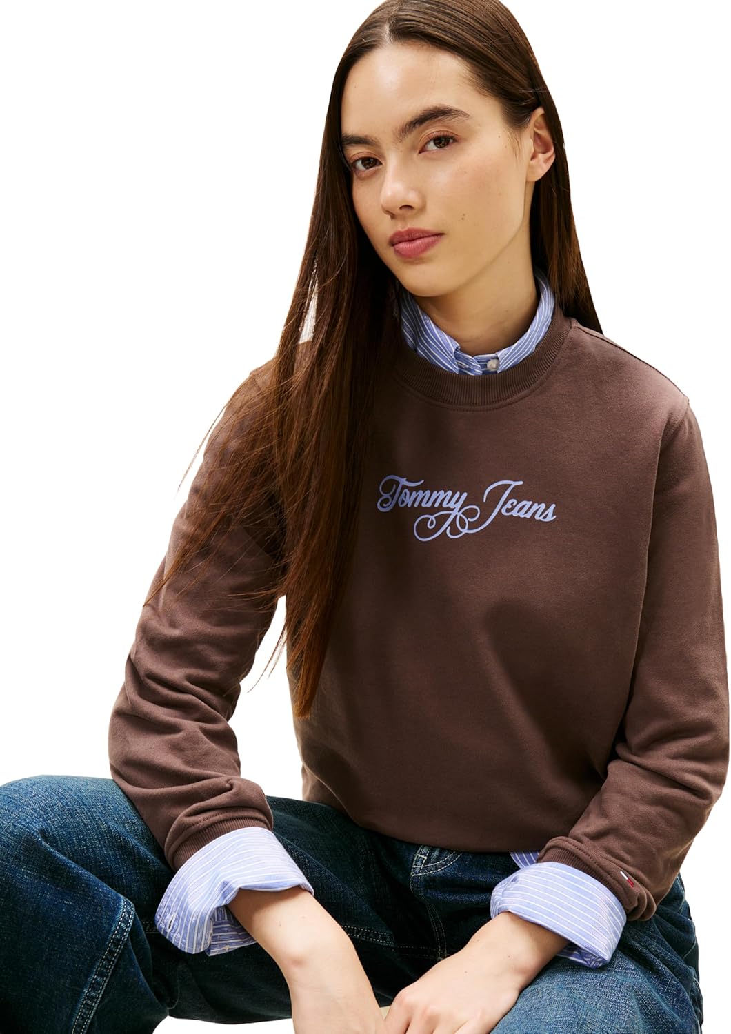 Tommy Jeans Women's Medium Weight Pullover Crewneck With Printed Script Logo