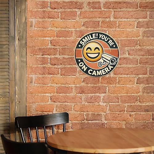 Miniatura 6 de Smile! You're On Camera- Round Tin Sign Retro Metal Sign for Cafe Bar Pub Home Wall Decor Metal Poster 8x8 Inch