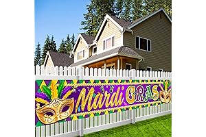 Mardi Gras Outdoor Decorations, 9.8x1.6ft New Orleans Decorations Banner Yard Sign for...