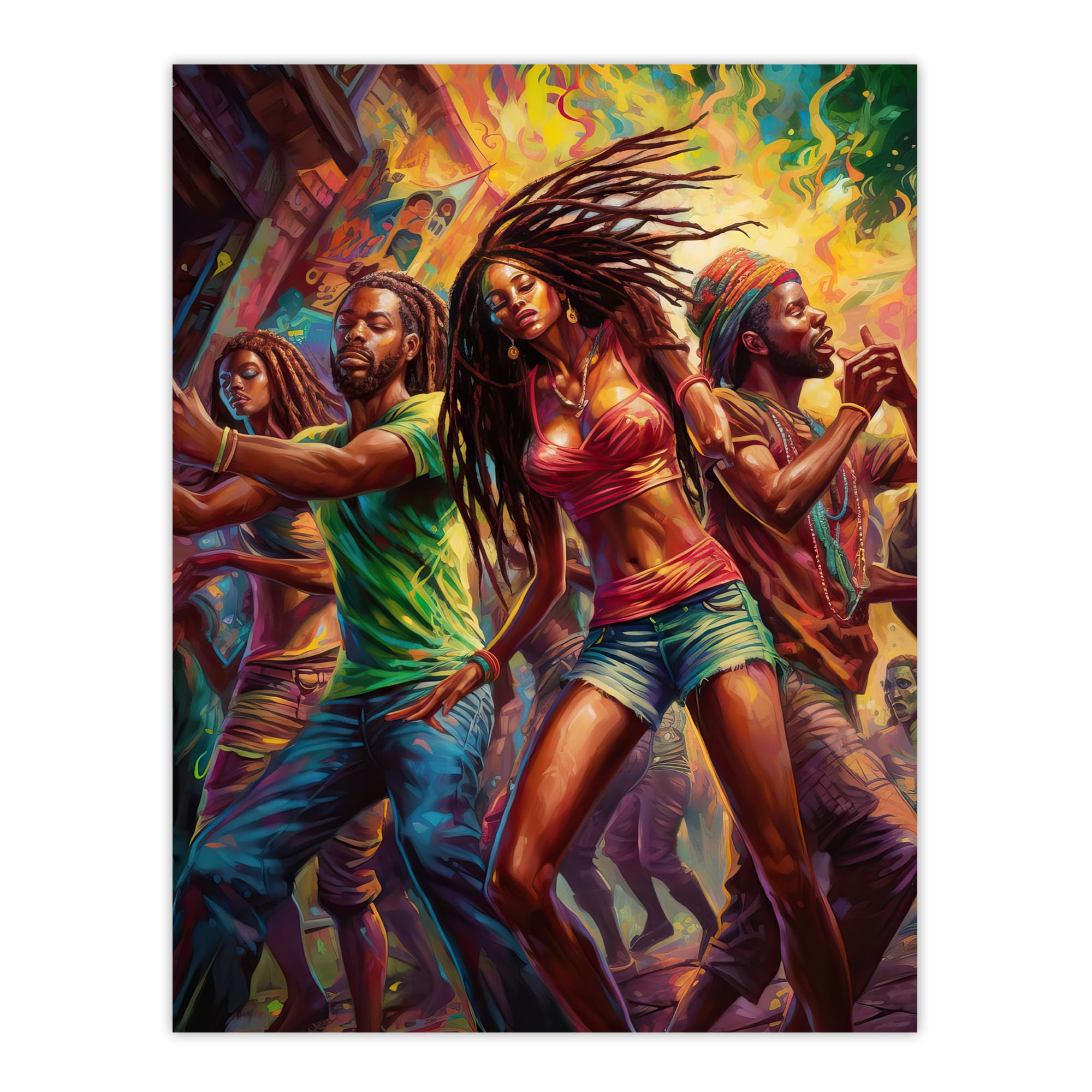 Artery8 Reggaeton Urban Latin Street Dance Reggae Music Latin American Dance Hall Painting Rhythm Body Energy Theatre Arts Artwork Large Wall Art Poster Print Thick Paper 18X24 Inch