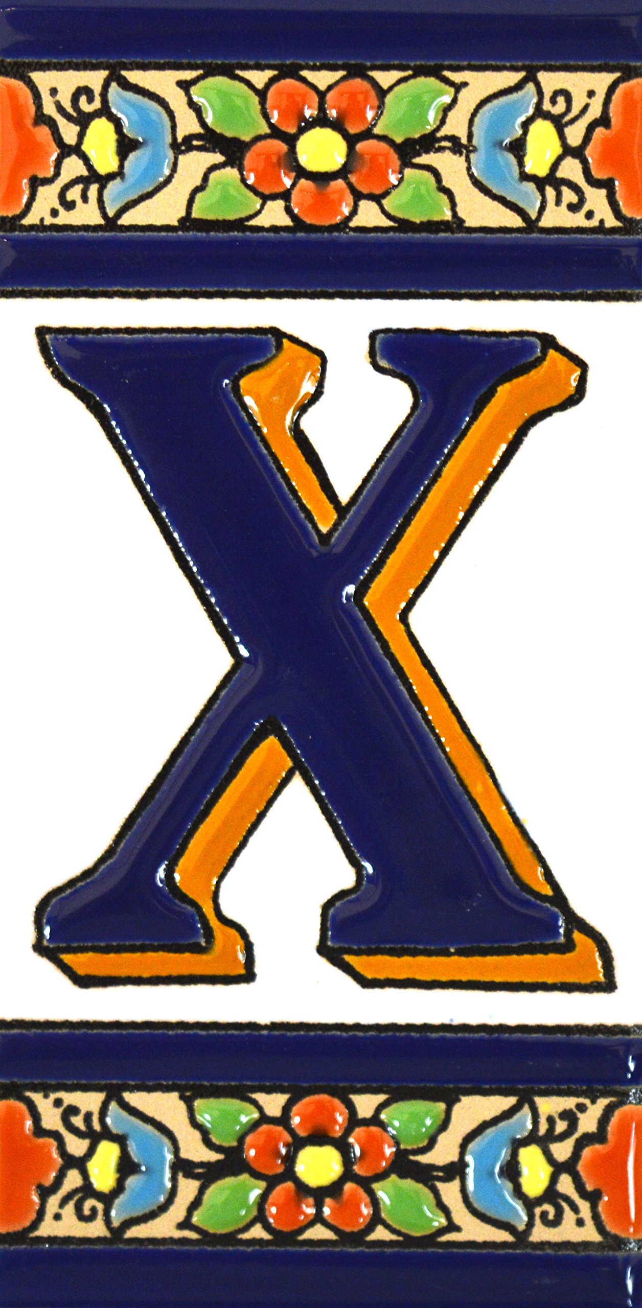 FLORES MEDIANO 4,29" x 2,13" Handpainted House Letter Tiles for Signs, Addresses and Names. Address Numbers for Houses