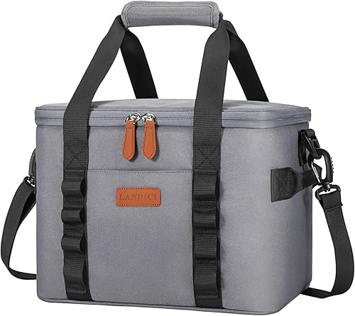 LANDICI Bolsa enfriadora plegable para 24 latas, aislada, a prueba de fugas, suave, para camping, picnic, playa, golf, viajes, bolsa de
