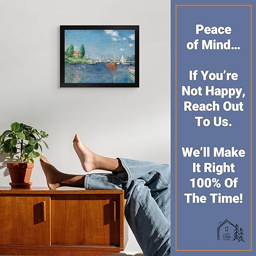 Miniatura 5 de Lost Cabin Red Boats at Argenteuil de Claude Monet  Impresión en marco plano negro  Reproducción de pinturas de obras de arte finas  Regalo de