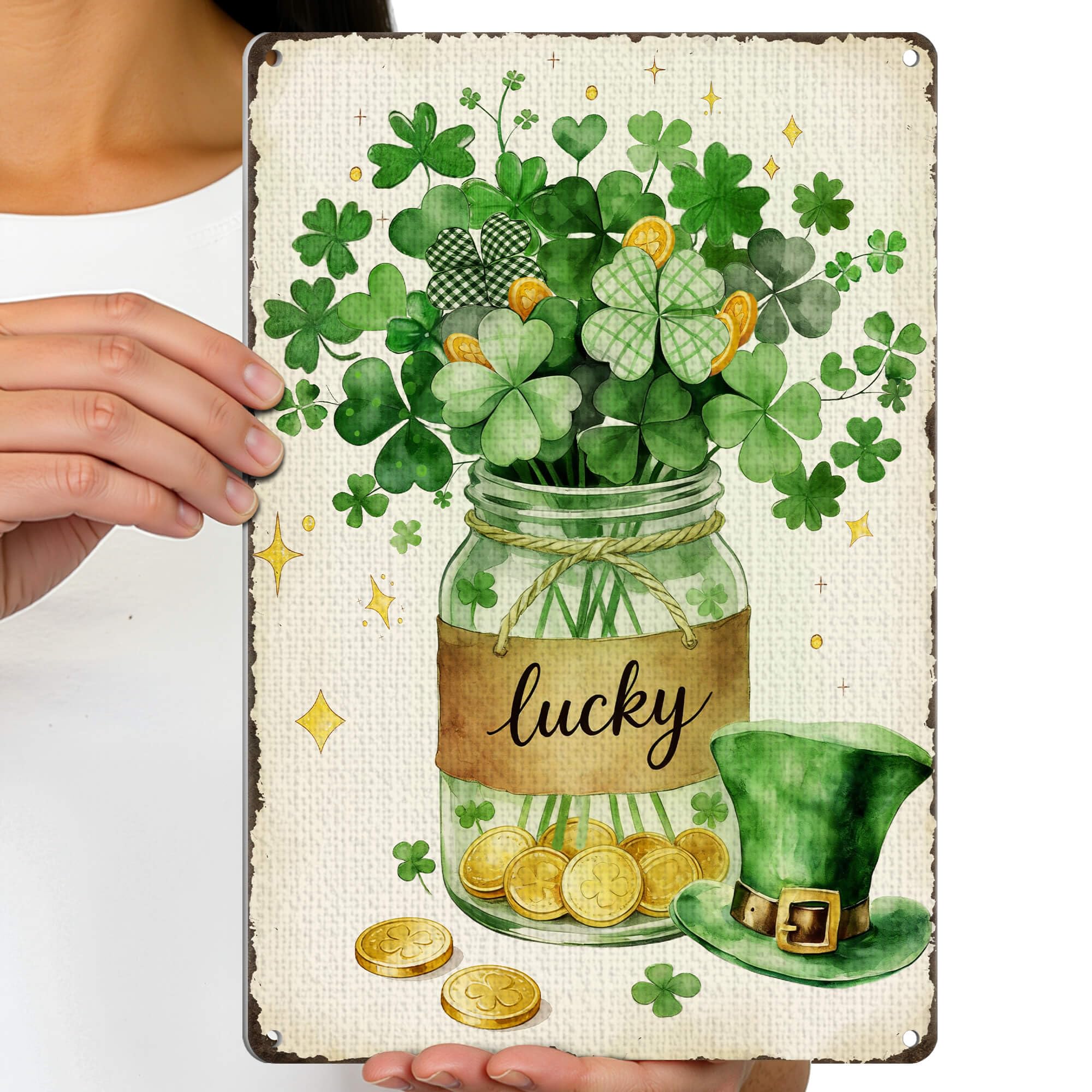 Vintage Metal Tin Sign Funny Shamrock Decor Lucky S - St Patricks Day Decor For Home Dining Room Spring Decor - St Patricks Day Decorations Irish Gifts 12x8 Inch Custom Private Property Signs Outdoor