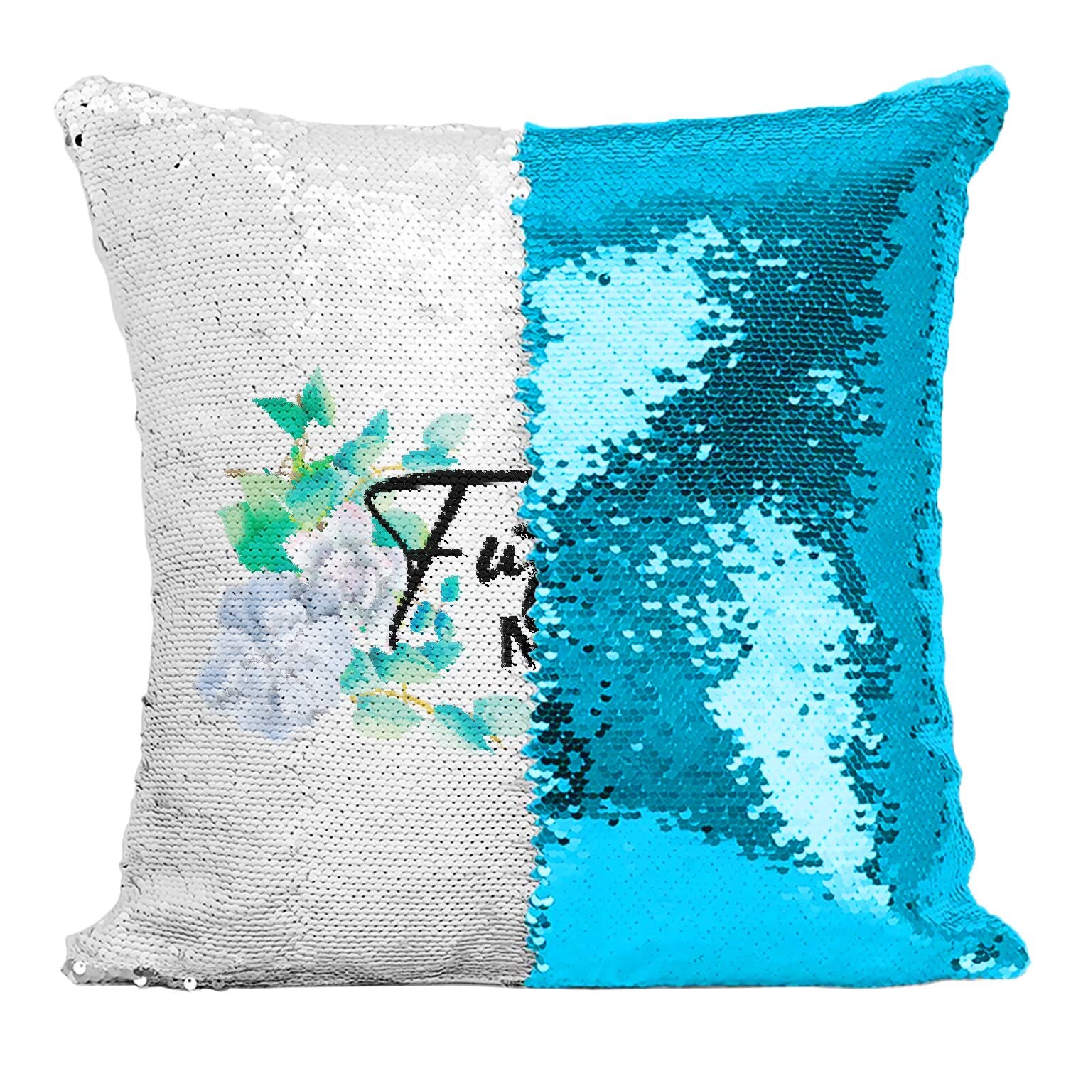 Coussin avec housse sequin turquoise sur le thème Future Mariée
