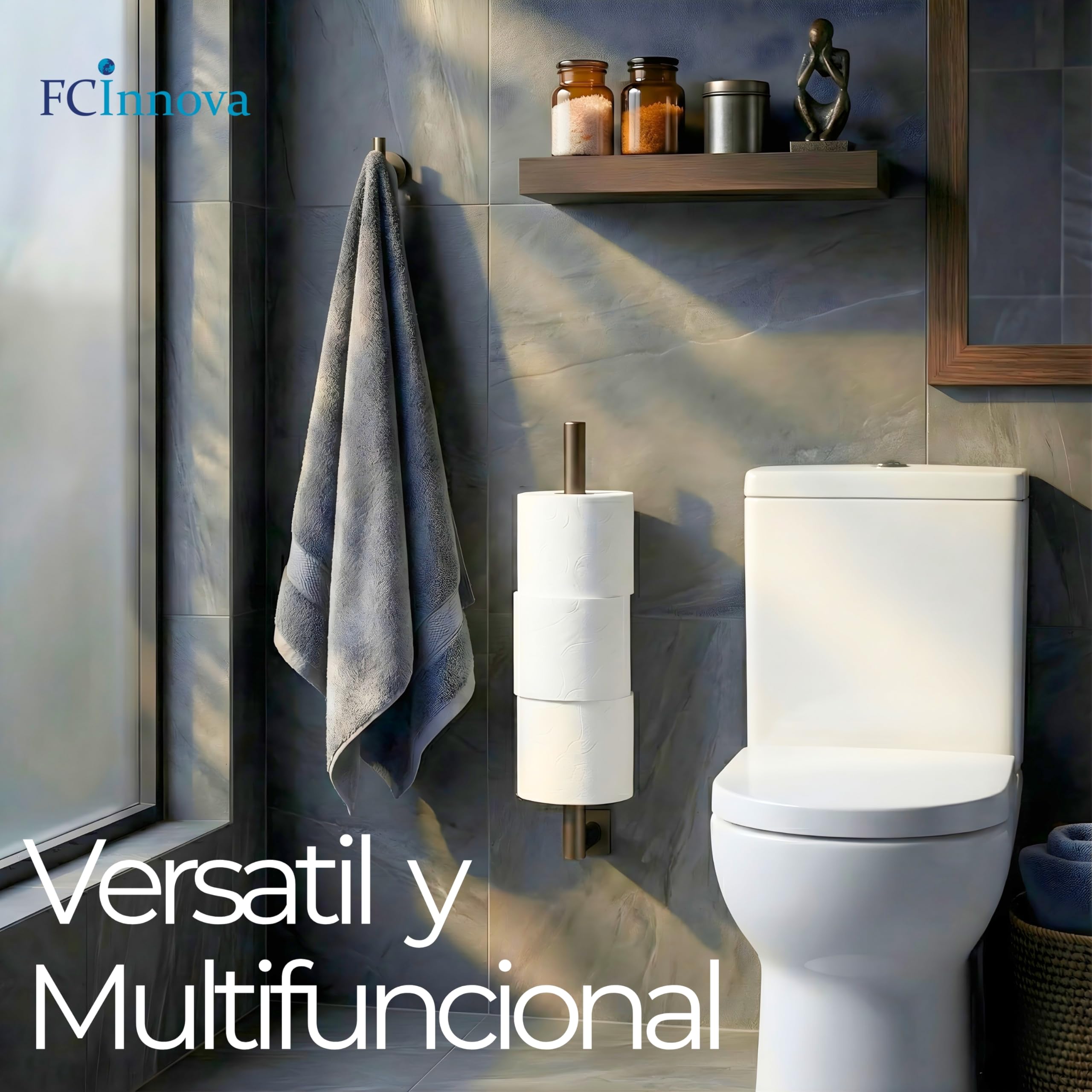 Toallero Adhesivo Baño sin Taladro Negro Mate de 43cm Fabricado en Acero Inoxidable 304 Resistente a la Humedad y al oxido Toallero sin Taladro de Facil Instalación y Fuerte fiajación Adhesiva 3M