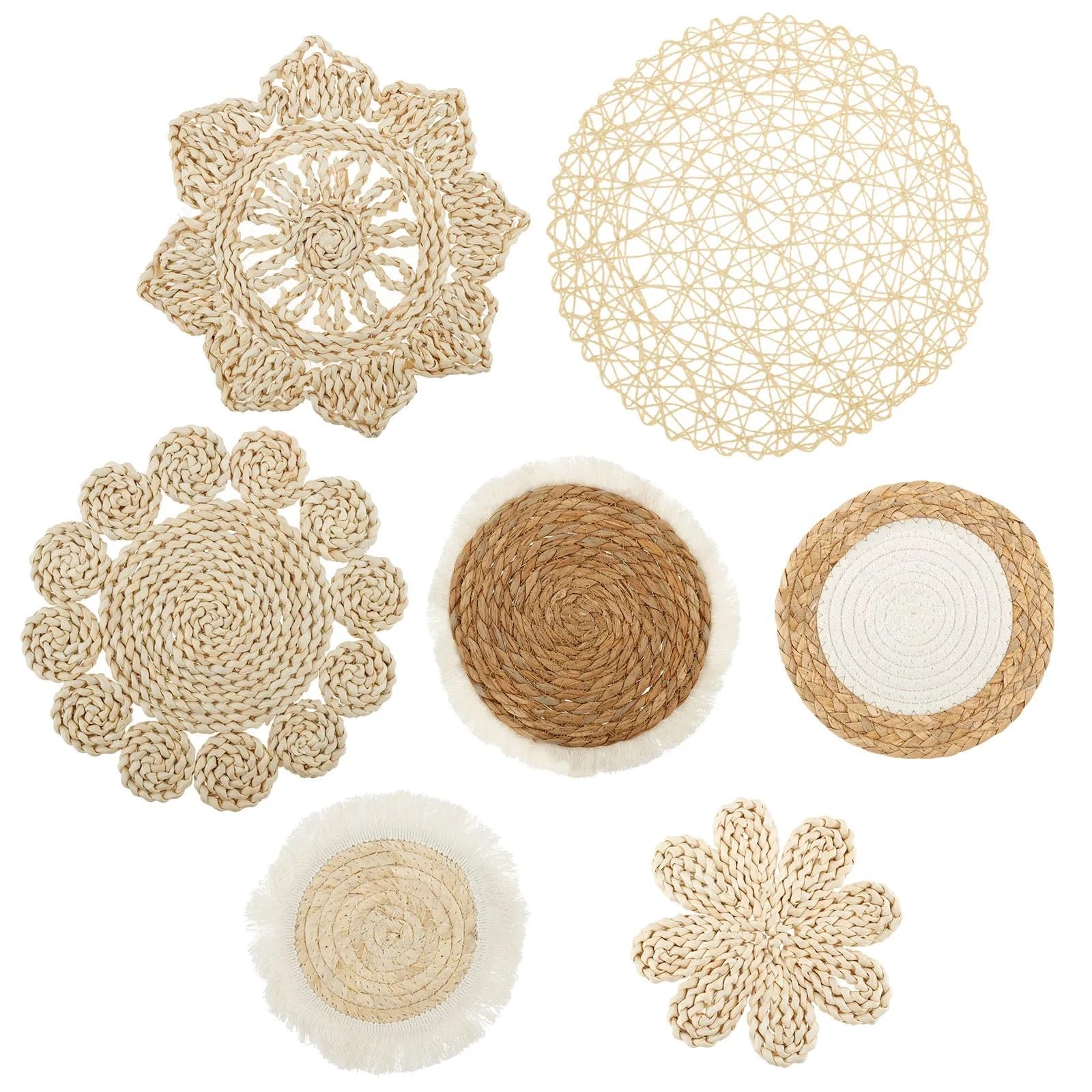 Platos Decorativos de Ratán Para Cestas de pared decorativas Cestas de pared de mimbre de ratán hechas a mano Cestas de pared fáciles de limpiar Cestas seguras Arte de pared Versátil Colgante Tejido