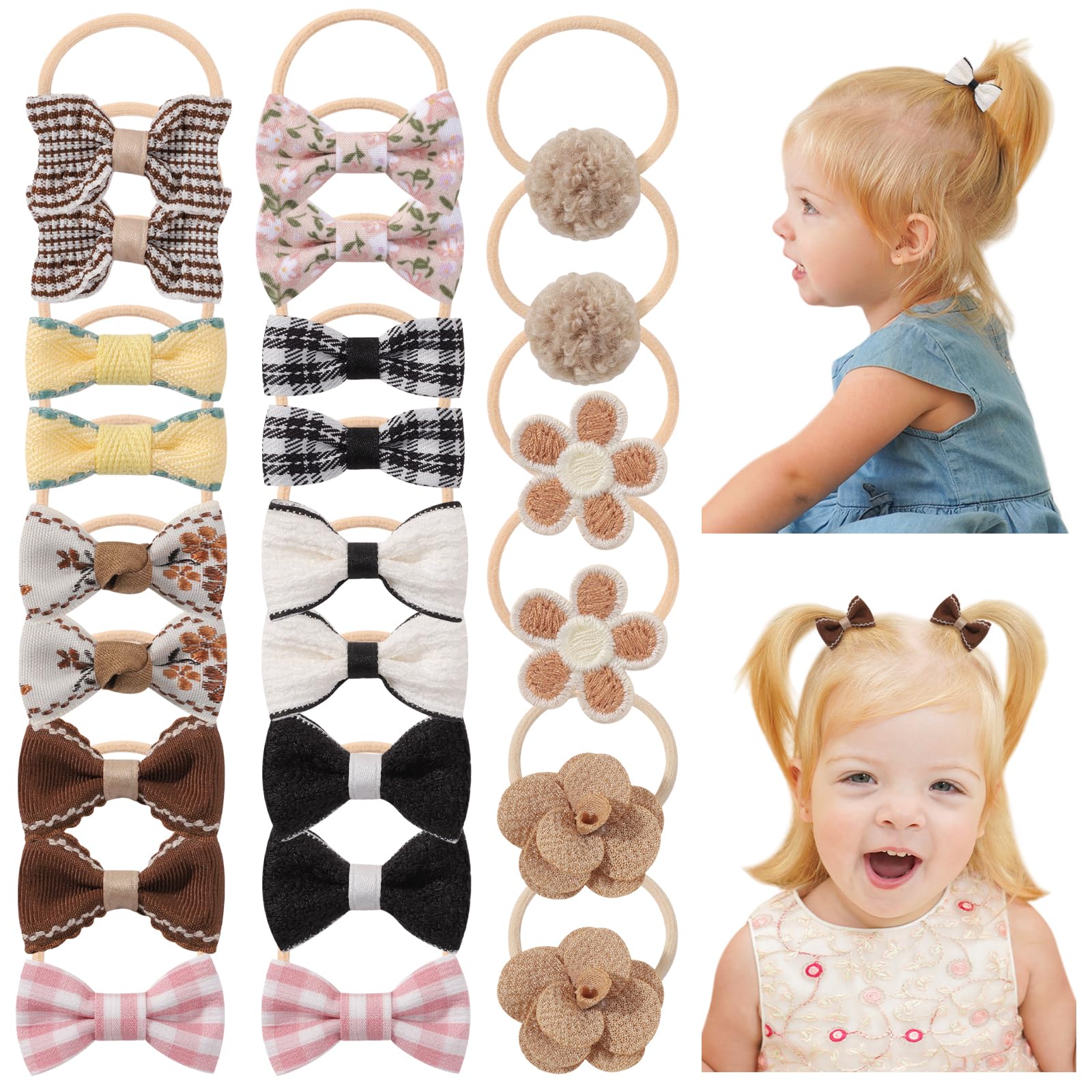 Jollybows 24 Stück Haargummis für Mädchen, Bunt Kleine Elastische Zopfgummis Mini Haarschmuck für Baby Mädchen Kinder Kleinkind