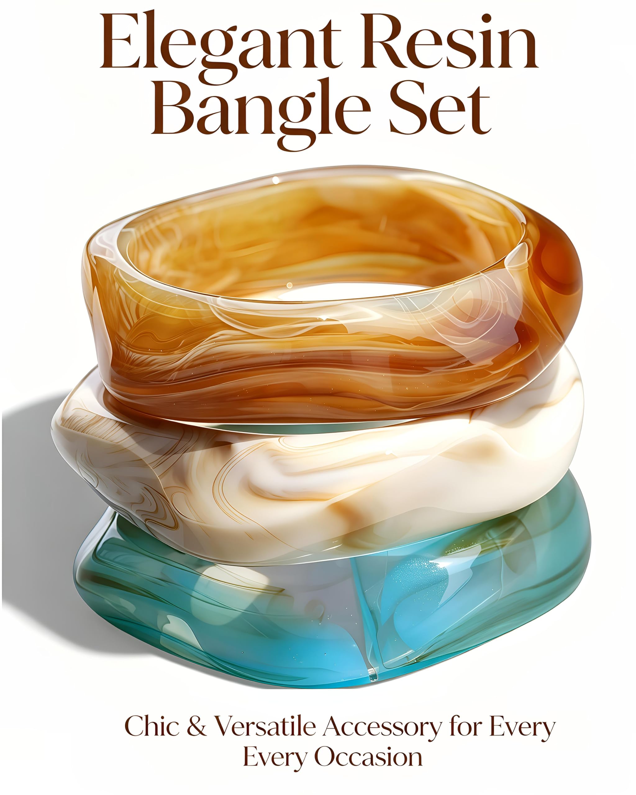 ÌF ME Acrylic Bangles Bracelets for Women, Maillard Vintage Acrylic Resin Chunky Bangles Bracelets Fashions Thick Statement bangle Set view 7