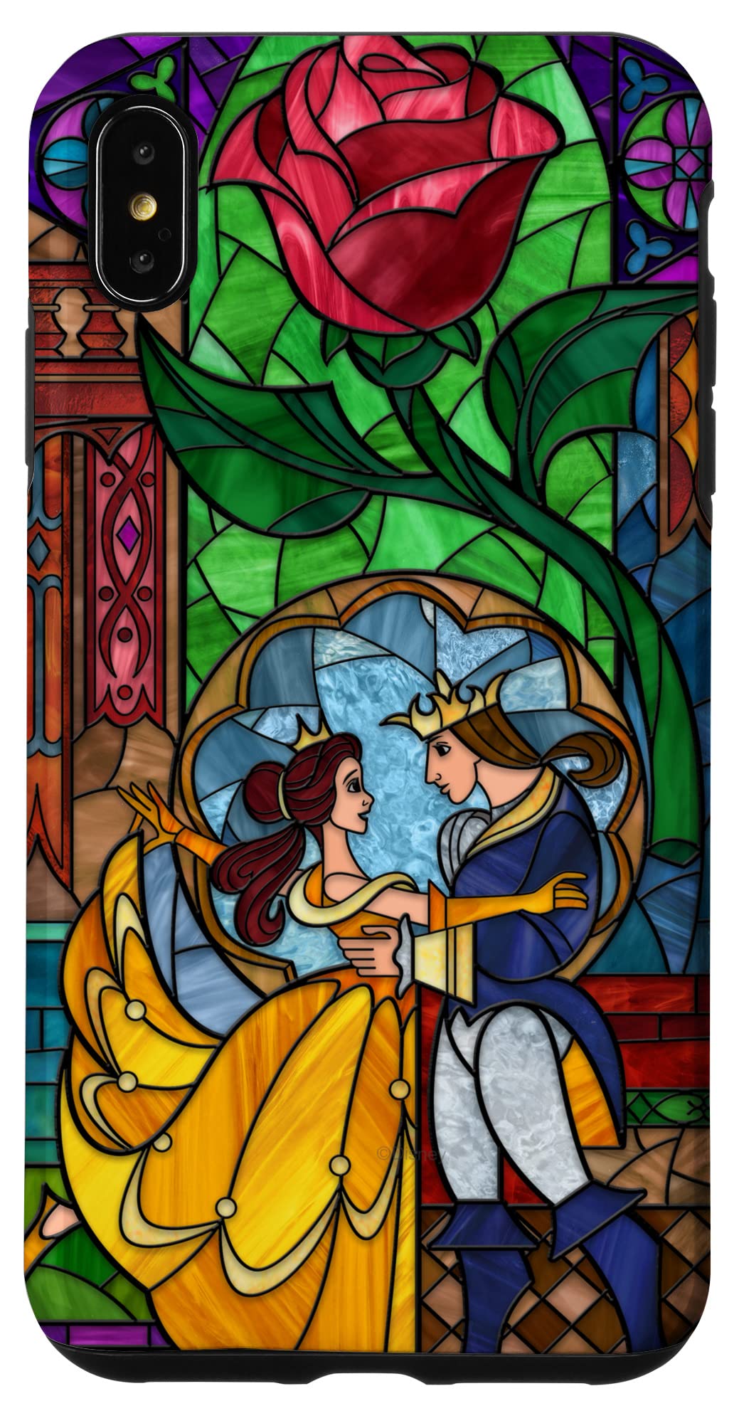 Custodia per iPhone XS Max Disney La Bella e la Bestia - Vetro colorato Belle e Principe