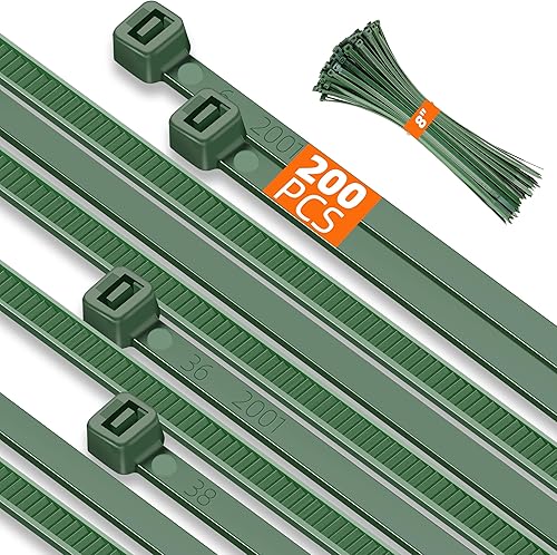 Miniatura 7 de Bridas para cables de 8 pulgadas, 200 unidades, PA66 resistente con resistencia a la tracción de 45 libras, bridas de nailon autoblocantes