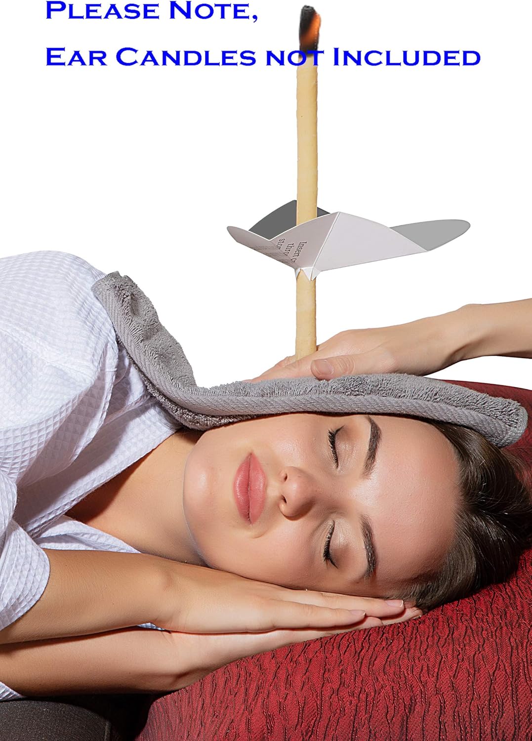 4 Ear Candling Treatment Towels with 20 pcs Ear Candling Protective Discs, Gray. Please Note, Ear Candles not Included