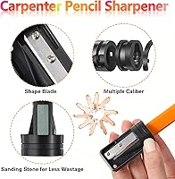 Vista 4 de 14 piezas de lápices de carpintero, lápices de carpintería de construcción de madera dura negra plana octagonal de 7 pulgadas de alta resistencia