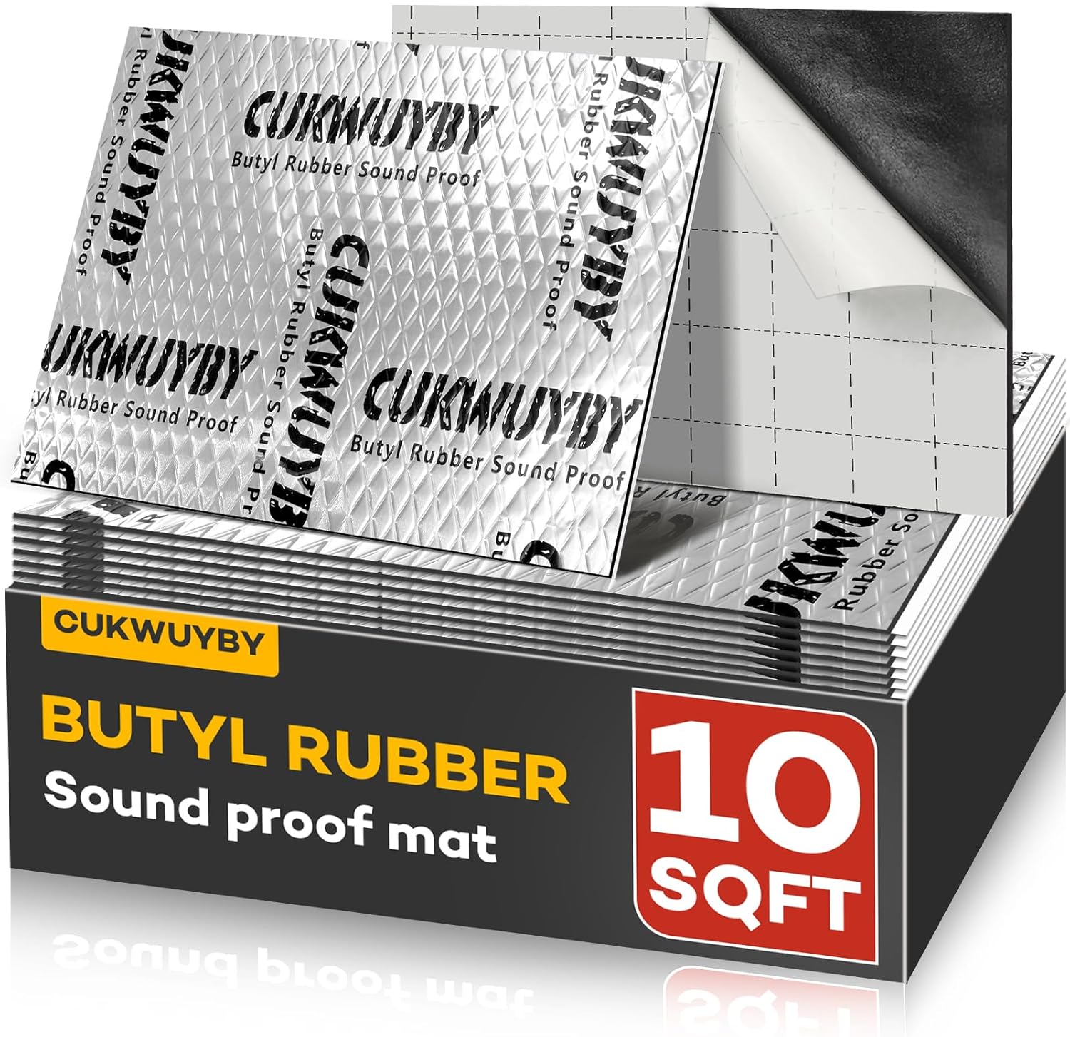 WUYUAN 80mil (2mm) Butyl Car Sound Deadening Mat 10 sq ft