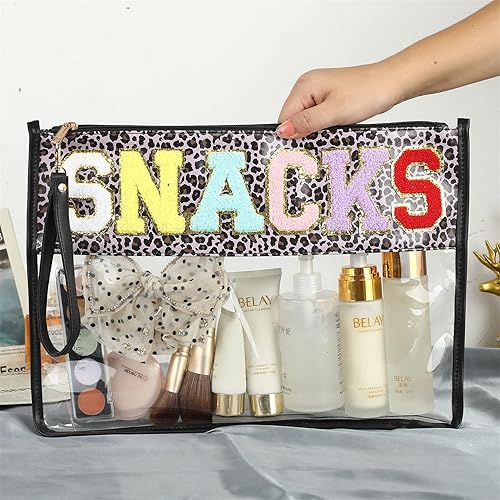 Miniatura 3 de Monograma claro estadio Carta bolsas Chenille Carta Multi-propósito PVC Bolsas transparentes Bolso transparente Bolsas de playa Snack Maquillaje