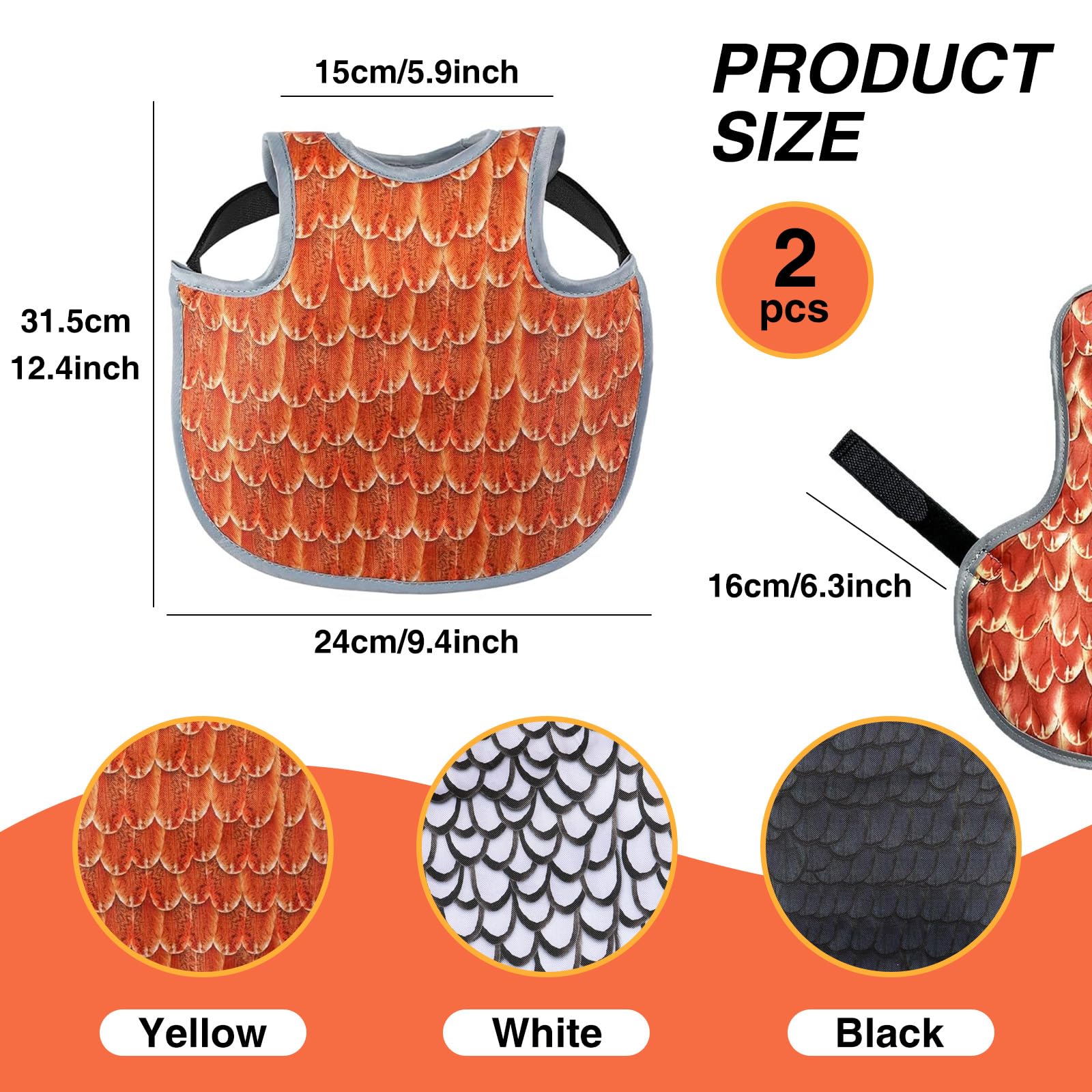 2 Pack Chicken Saddles for hens Chicken Back Protector for Hens, Comfortable & Lightweight Chicken Aprons for Hens(Orange)