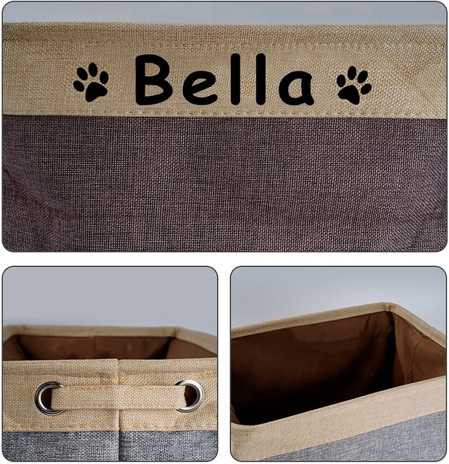 Personalized Dog Toy Basket with Name,Paw Prints Pet Food Storage Container,Dog Toy Storage Basket,Dog Food Storage Container,Personalized Dog Gifts (Purple) image 5
