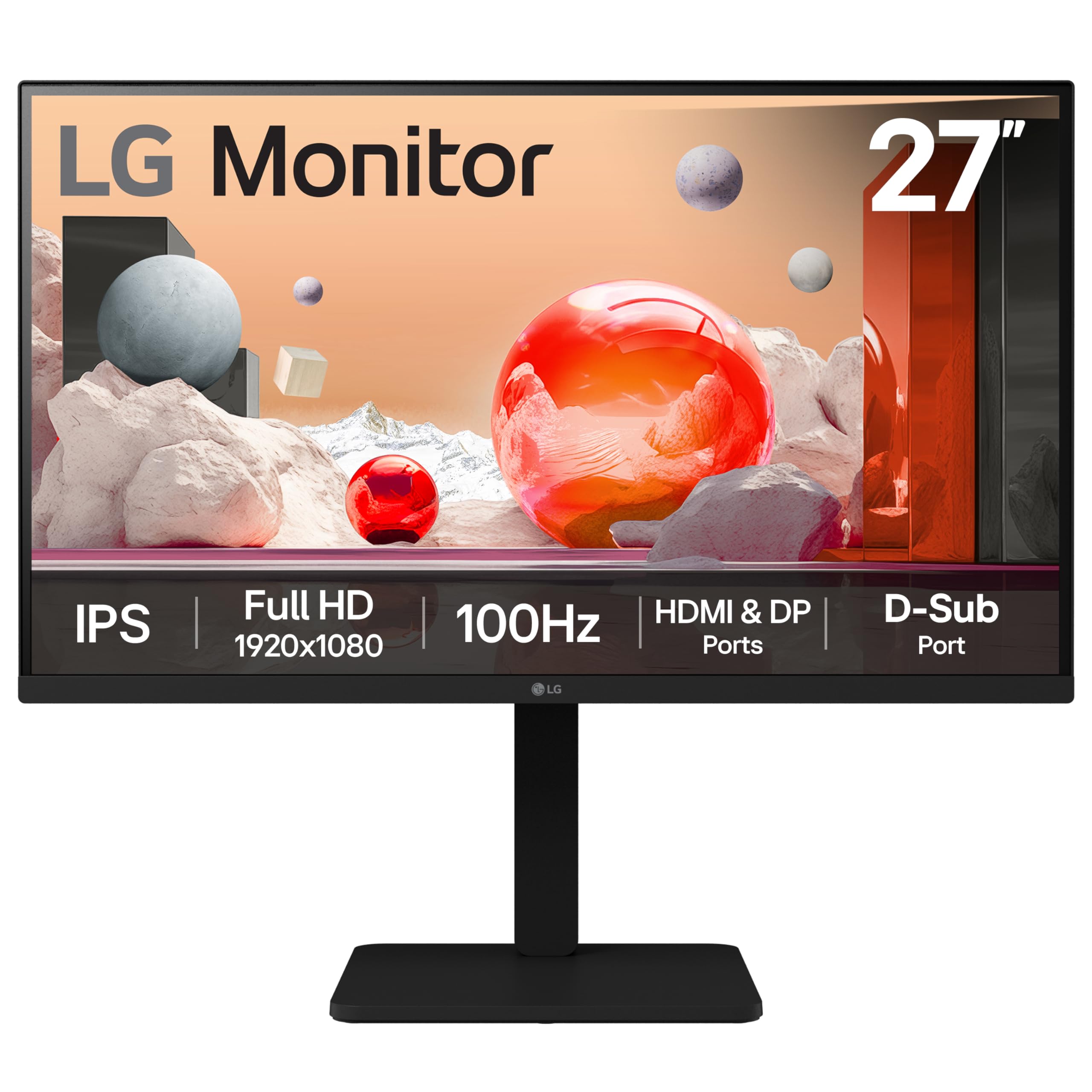 LG Electronics Monitor 27BA450, 27 Inch, FHD 1080p, 100Hz, 5ms Response Time, IPS Panel, HDMI, DisplayPort (Matt Black)