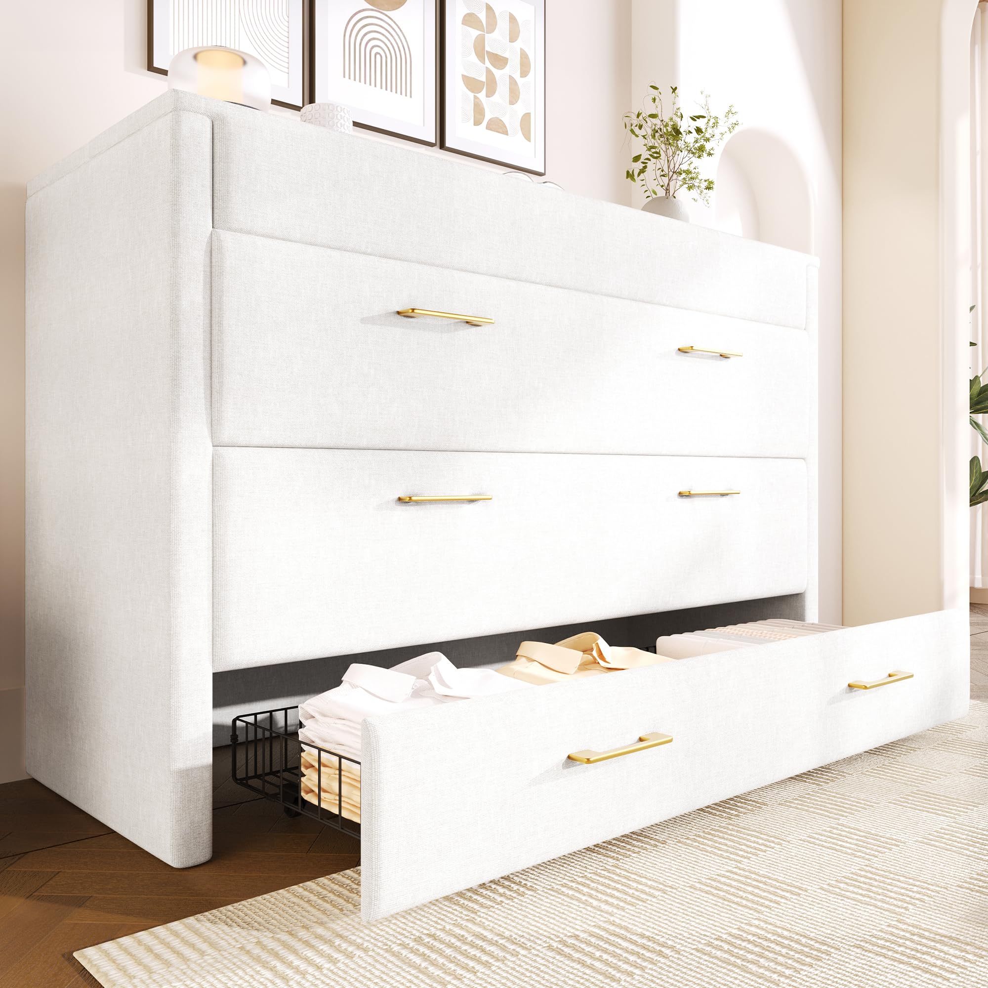 Armario cama de 140 x 200 cm, con un cajón, cama móvil con compartimento de almacenamiento junto a la cama, con conexiones USB y tipo C, cama con plataforma convertible, sin colchón, lino